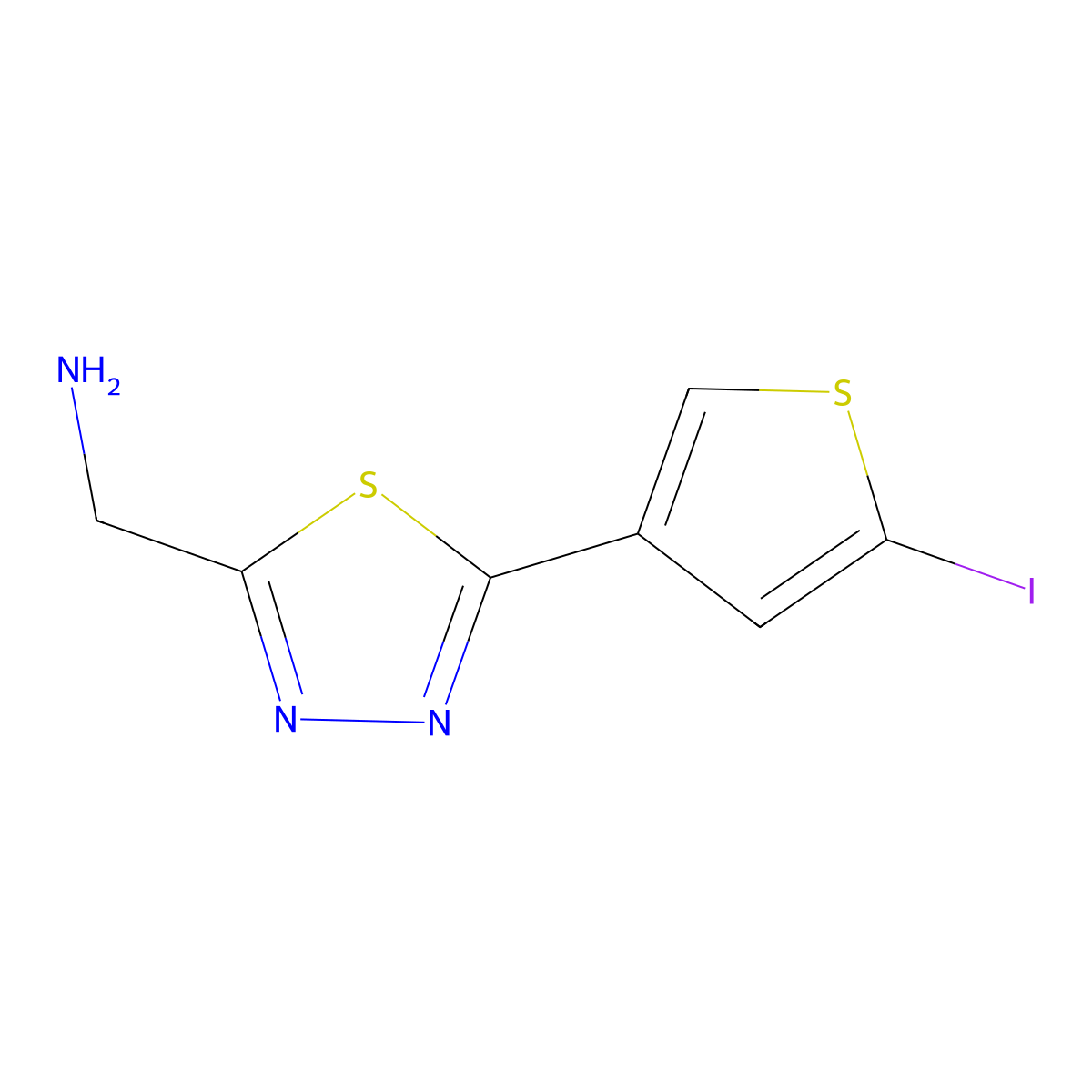 (5-(5-Iodothiophen-3-yl)-1,3,4-thiadiazol-2-yl)methanamine molecular structure, CAS 1526639-61-1