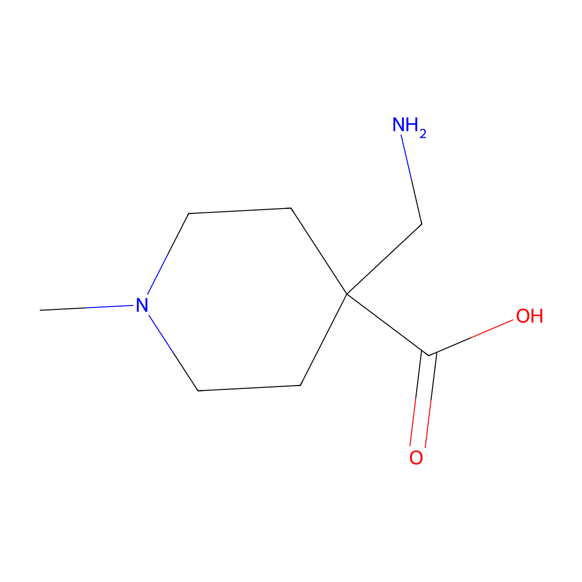 4-(Aminomethyl)-1-methylpiperidine-4-carboxylic acid molecular structure, CAS 1526656-99-4