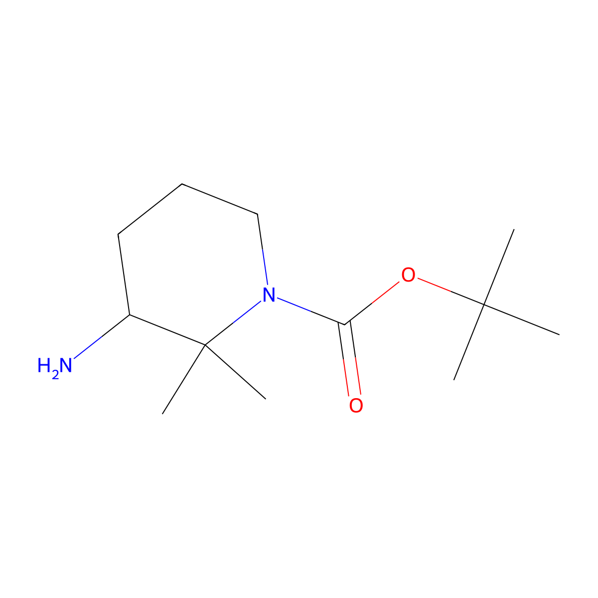 Tert-butyl 3-amino-2,2-dimethylpiperidine-1-carboxylate molecular structure, CAS 1526660-19-4
