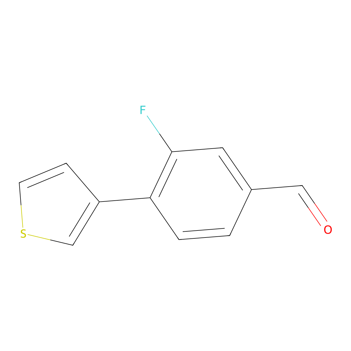 3-Fluoro-4-(thiophen-3-yl)benzaldehyde molecular structure, CAS 1526661-71-1