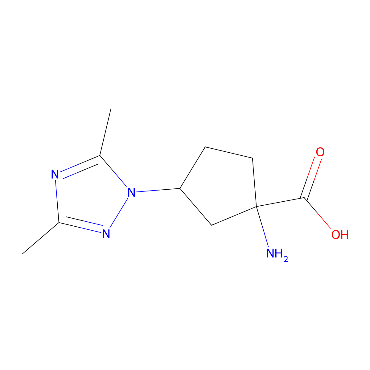 1-Amino-3-(3,5-dimethyl-1h-1,2,4-triazol-1-yl)cyclopentane-1-carboxylic acid molecular structure, CAS 1526673-92-6