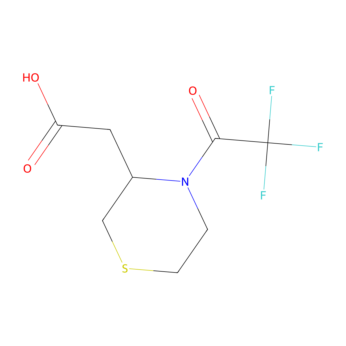 2-[4-(Trifluoroacetyl)thiomorpholin-3-yl]acetic acid molecular structure, CAS 1526684-98-9