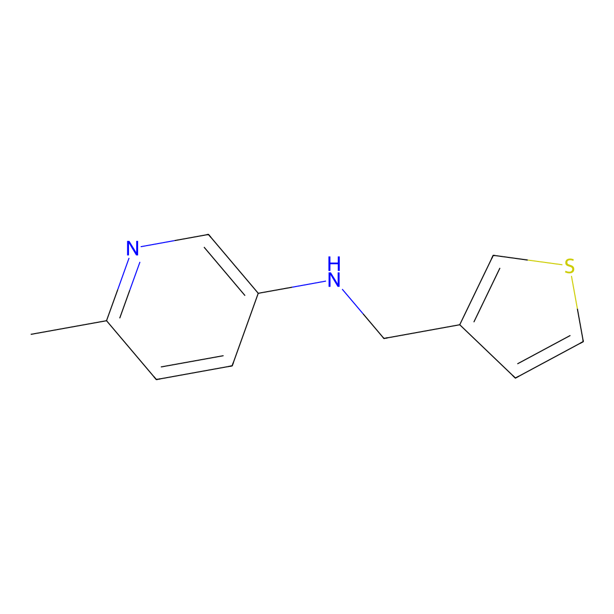 6-methyl-N-[(thiophen-3-yl)methyl]pyridin-3-amine molecular structure, CAS 1526688-08-3
