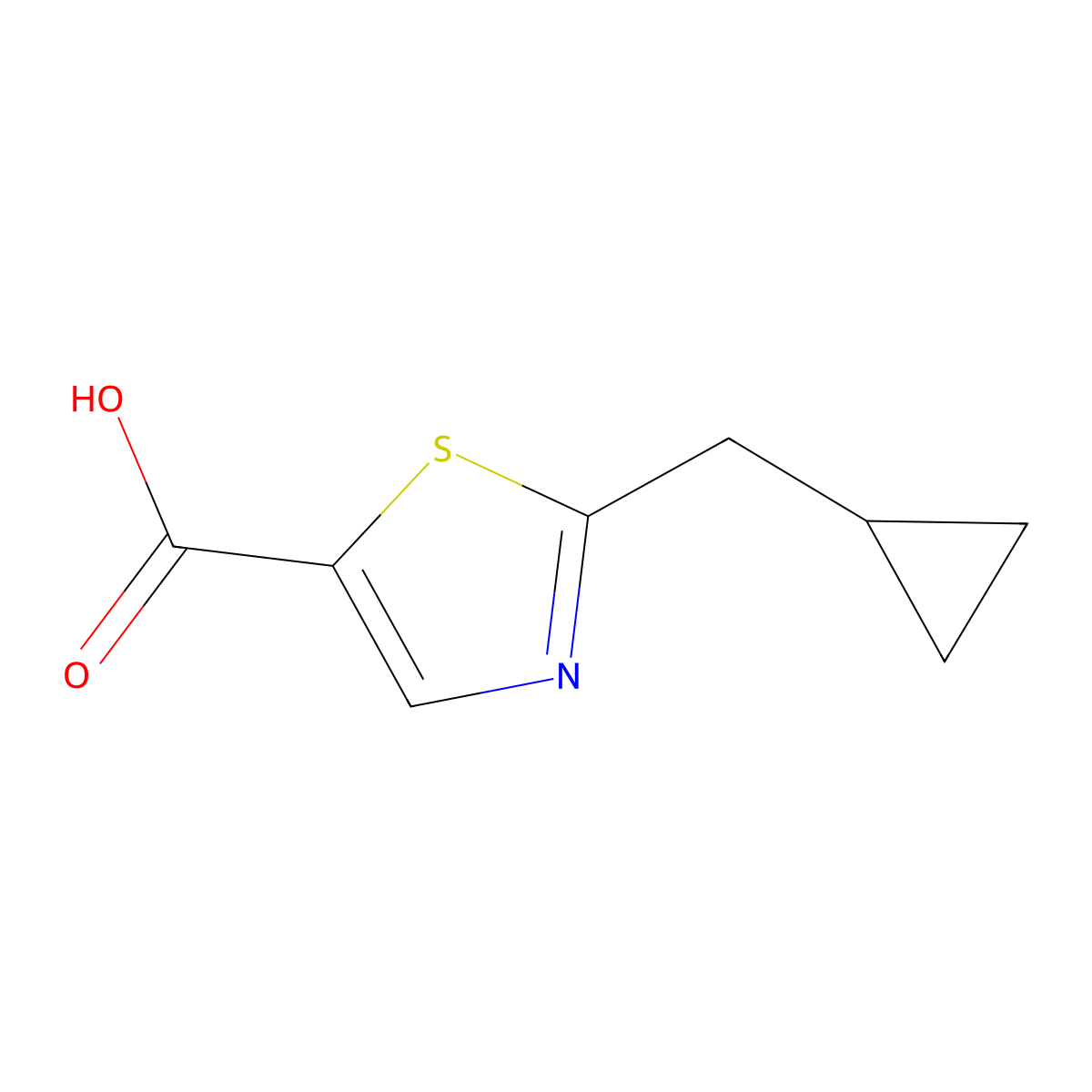 2-(Cyclopropylmethyl)-1,3-thiazole-5-carboxylic acid molecular structure, CAS 1526717-05-4