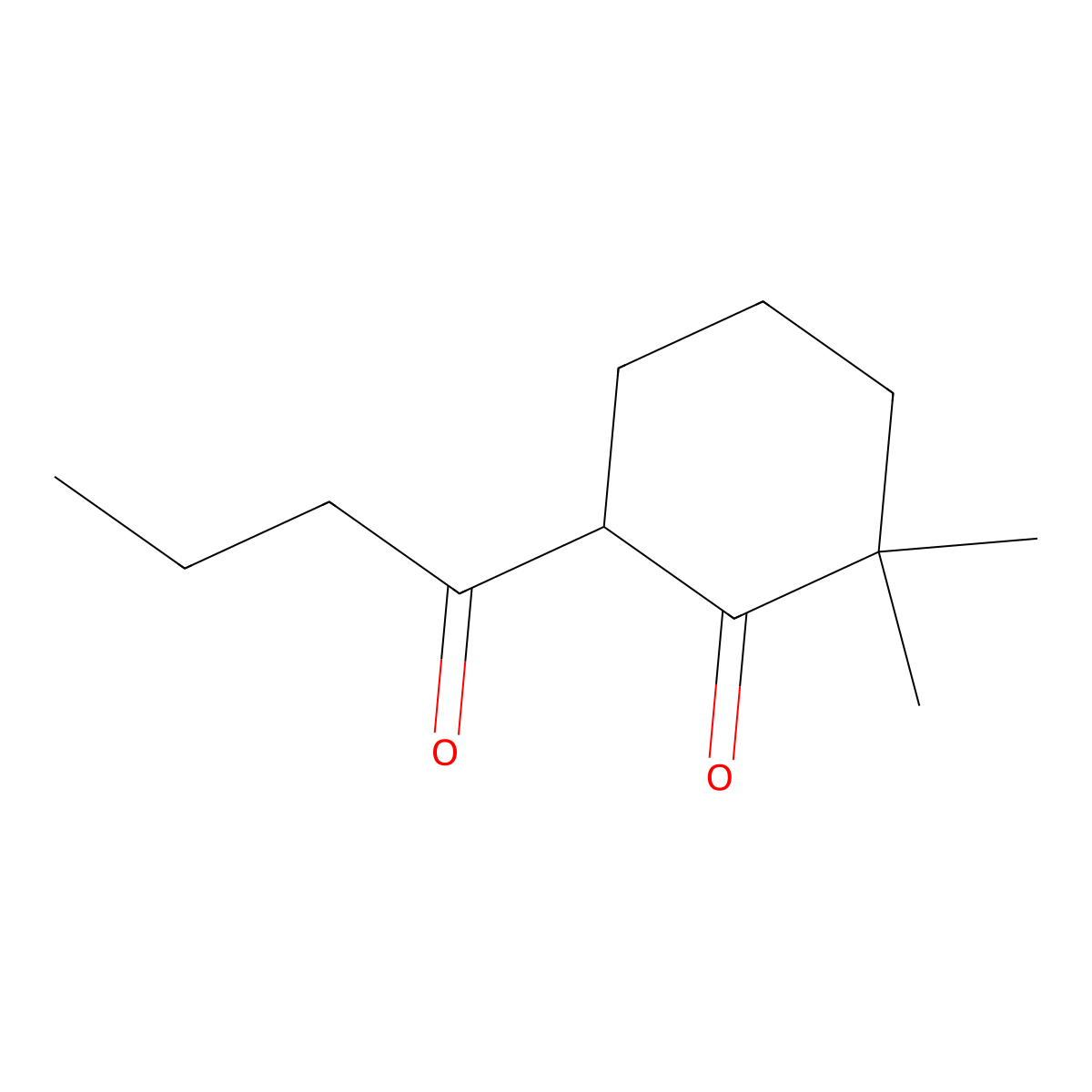 6-Butanoyl-2,2-dimethylcyclohexan-1-one molecular structure, CAS 1526719-27-6