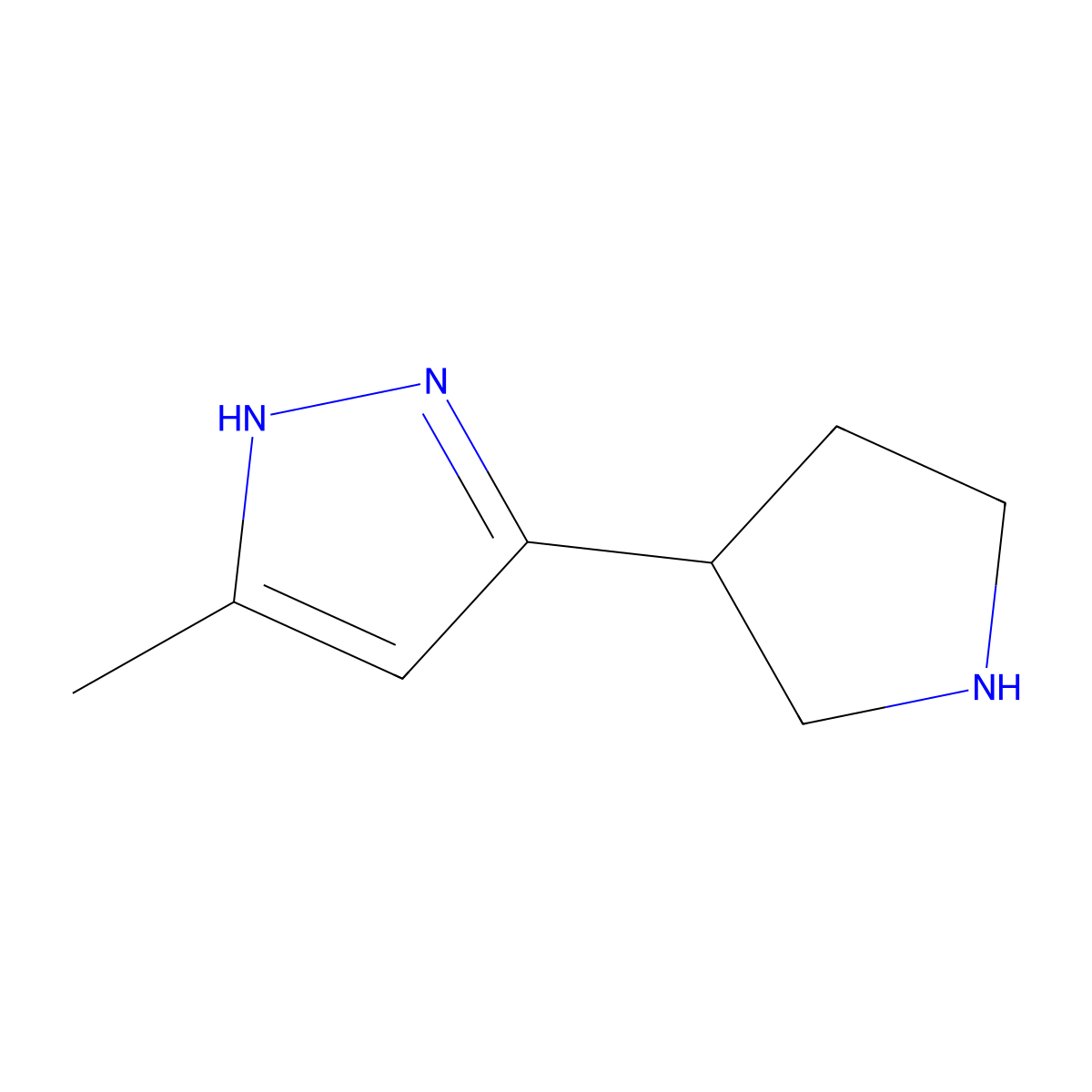 5-methyl-3-(pyrrolidin-3-yl)-1H-pyrazole molecular structure, CAS 1526730-48-2