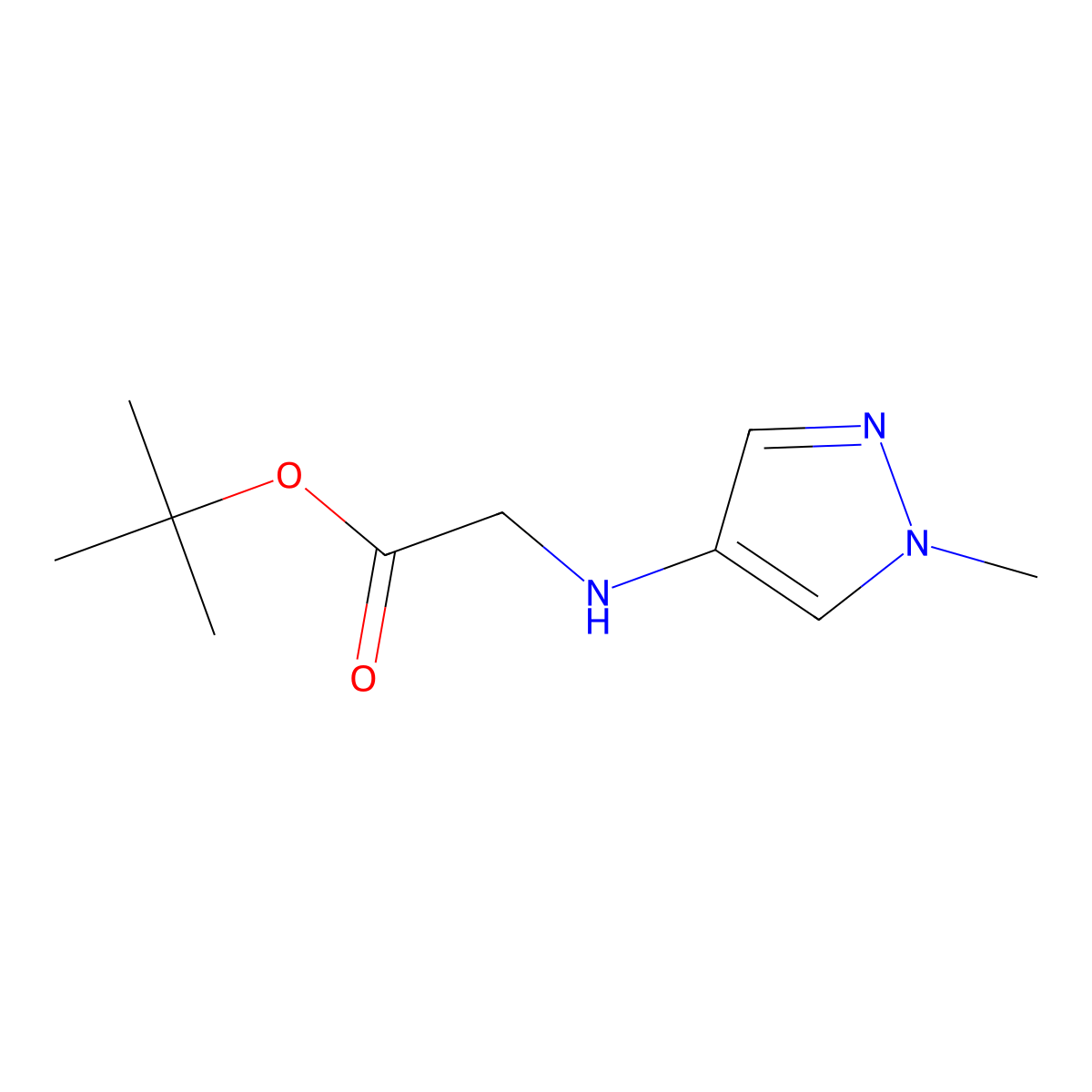 tert-butyl 2-[(1-methyl-1H-pyrazol-4-yl)amino]acetate molecular structure, CAS 1526735-22-7