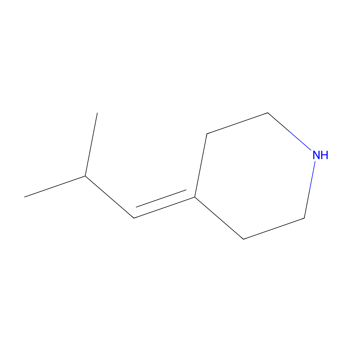 4-(2-Methylpropylidene)piperidine molecular structure, CAS 1526738-36-2