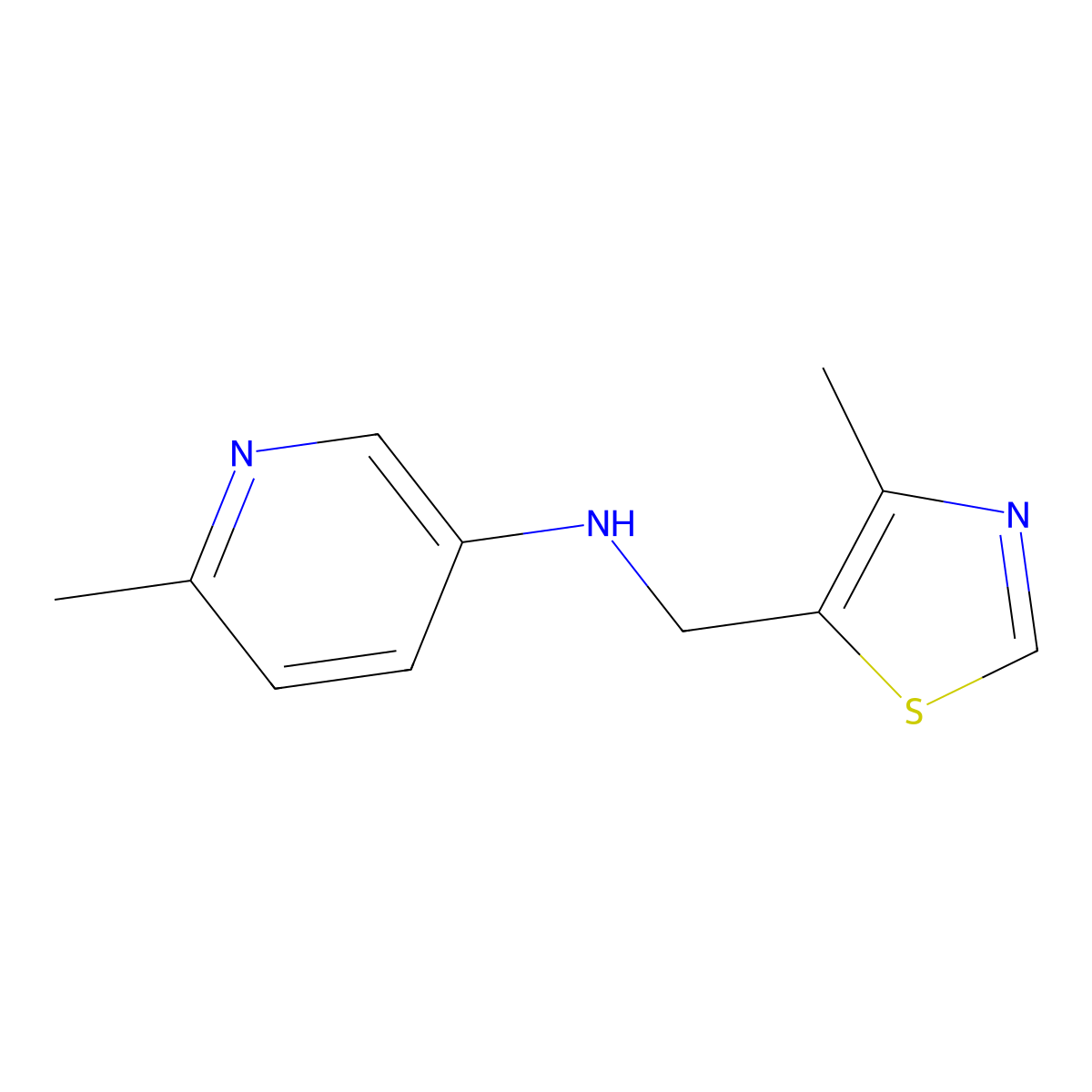 6-Methyl-N-[(4-methyl-1,3-thiazol-5-yl)methyl]pyridin-3-amine molecular structure, CAS 1526751-61-0