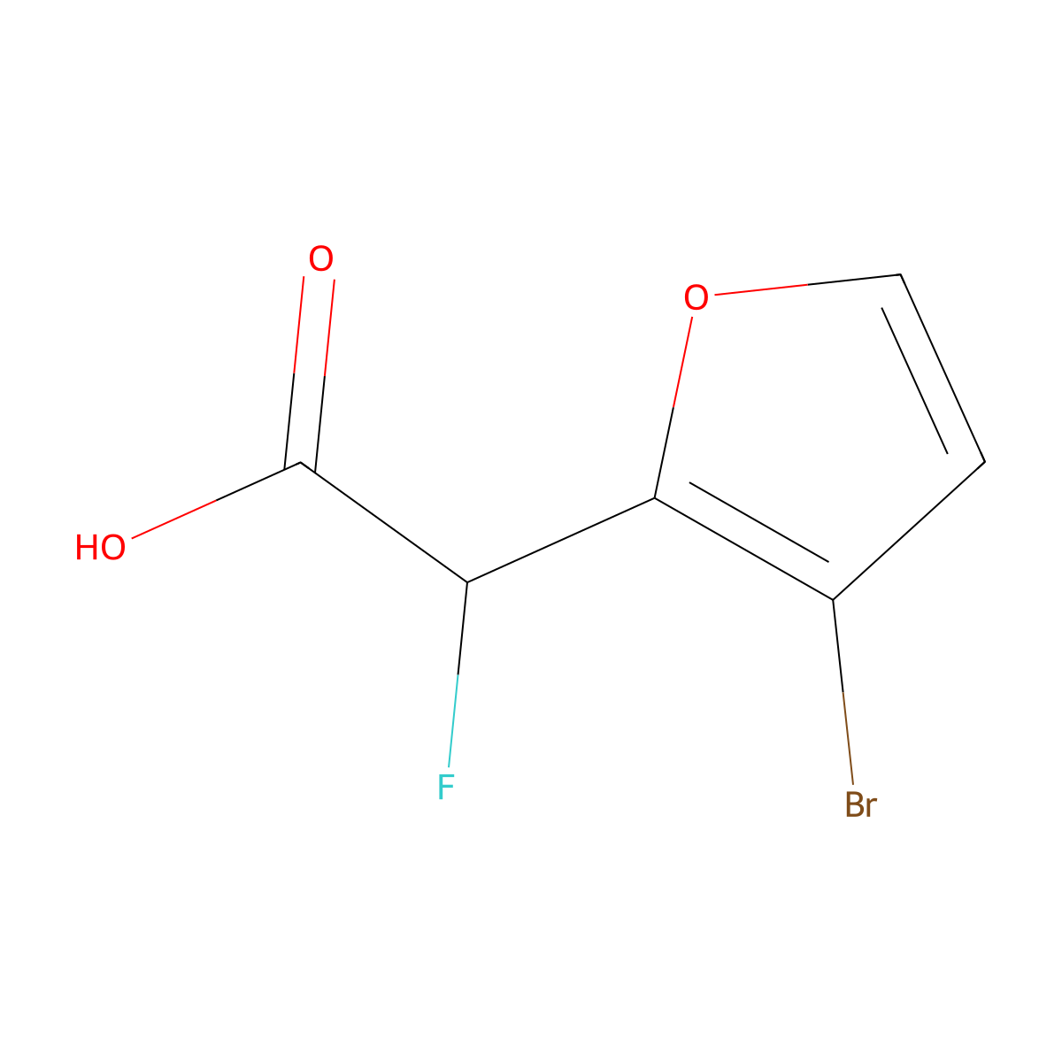 2-(3-Bromofuran-2-yl)-2-fluoroacetic acid molecular structure, CAS 1526762-97-9