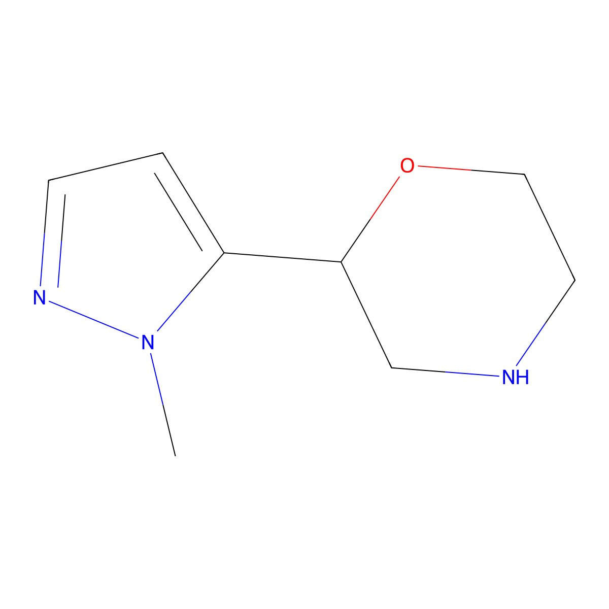 2-(1-methyl-1H-pyrazol-5-yl)morpholine molecular structure, CAS 1526764-28-2