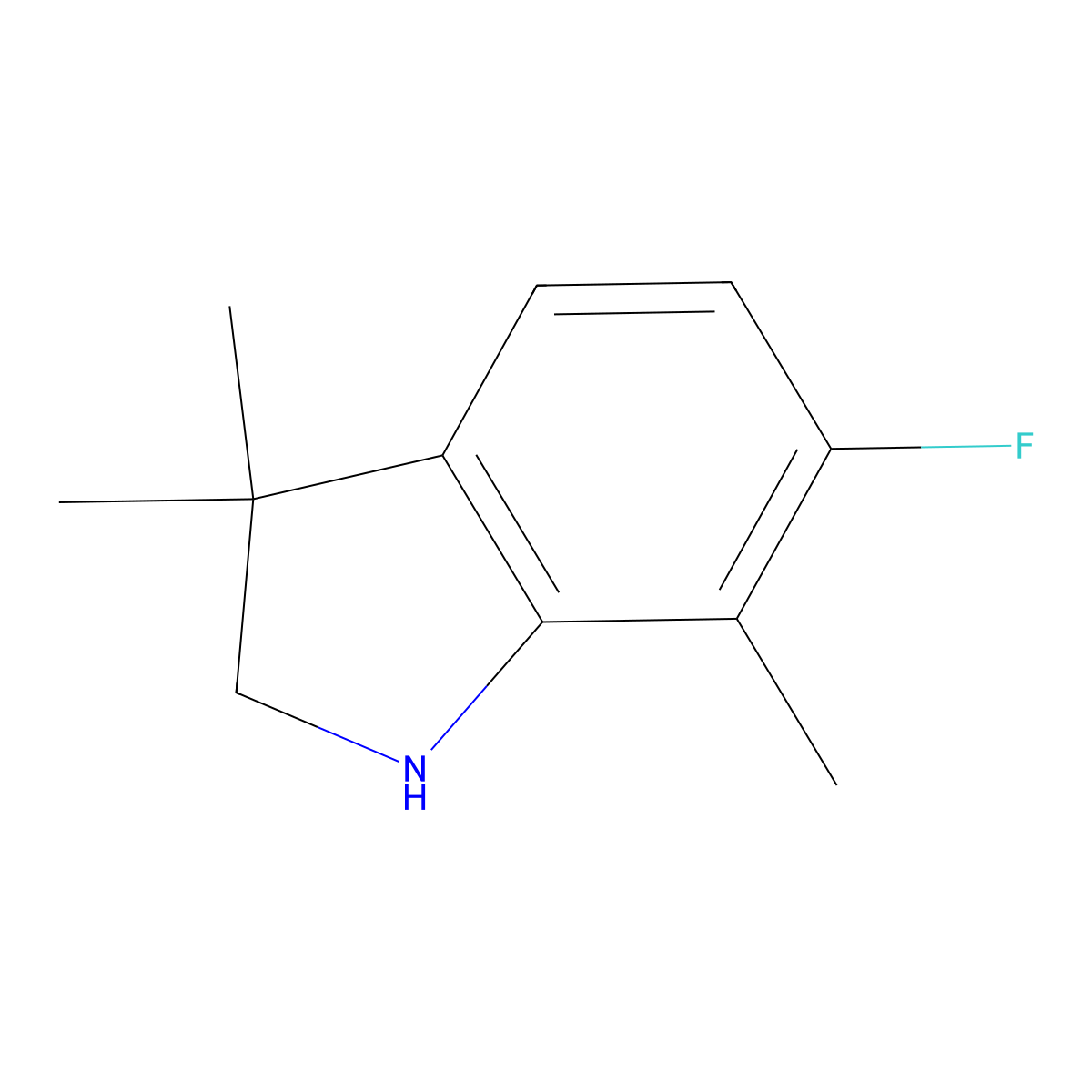 6-fluoro-3,3,7-trimethyl-2,3-dihydro-1H-indole molecular structure, CAS 1526769-19-6