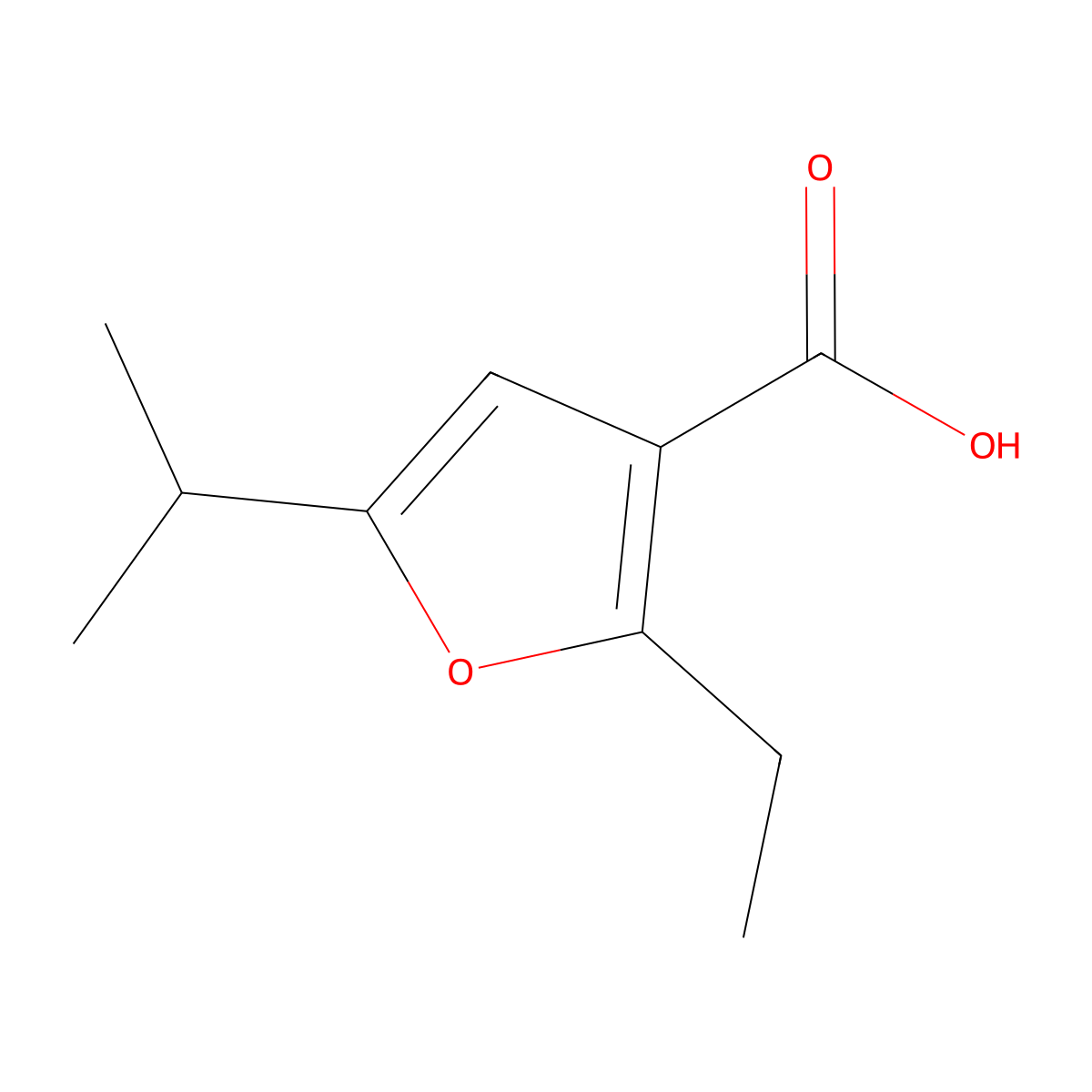 2-Ethyl-5-(propan-2-yl)furan-3-carboxylic acid molecular structure, CAS 1526785-64-7