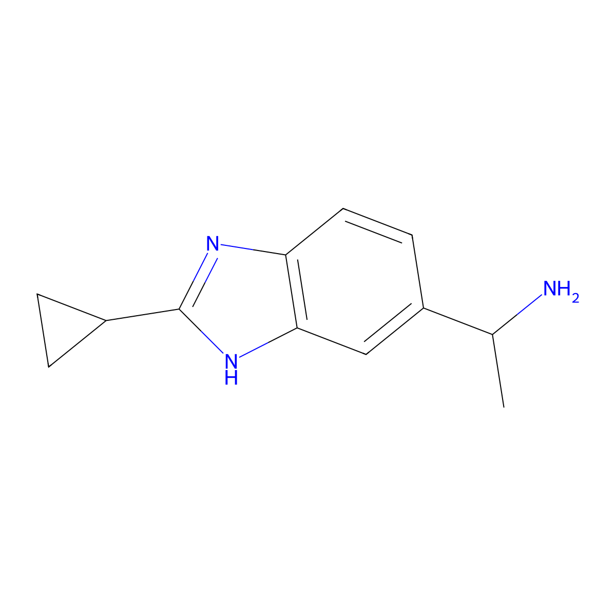 1-(2-cyclopropyl-1H-1,3-benzodiazol-5-yl)ethan-1-amine molecular structure, CAS 1526786-62-8