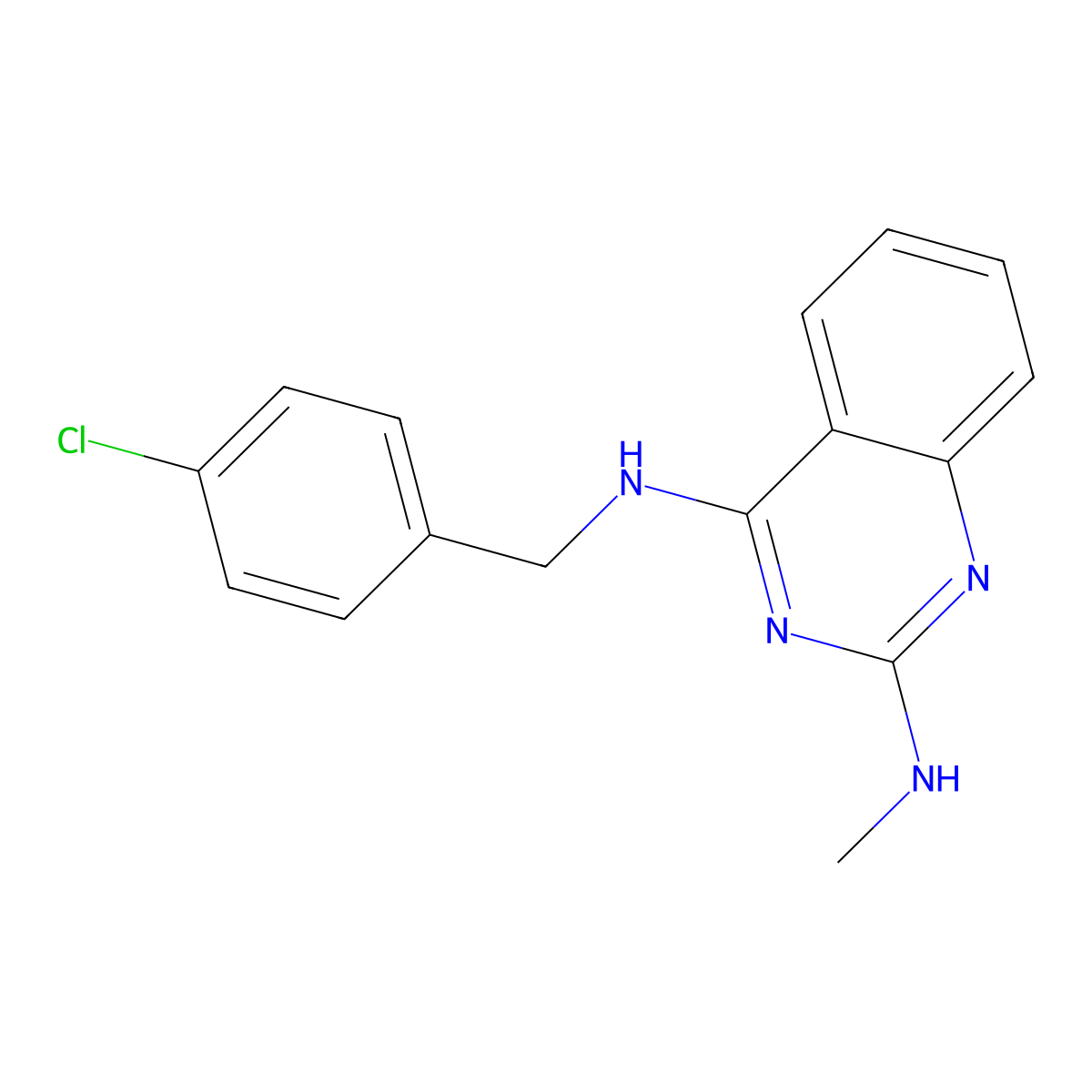 N4-[(4-chlorophenyl)methyl]-N2-methylquinazoline-2,4-diamine molecular structure, CAS 1526787-20-1