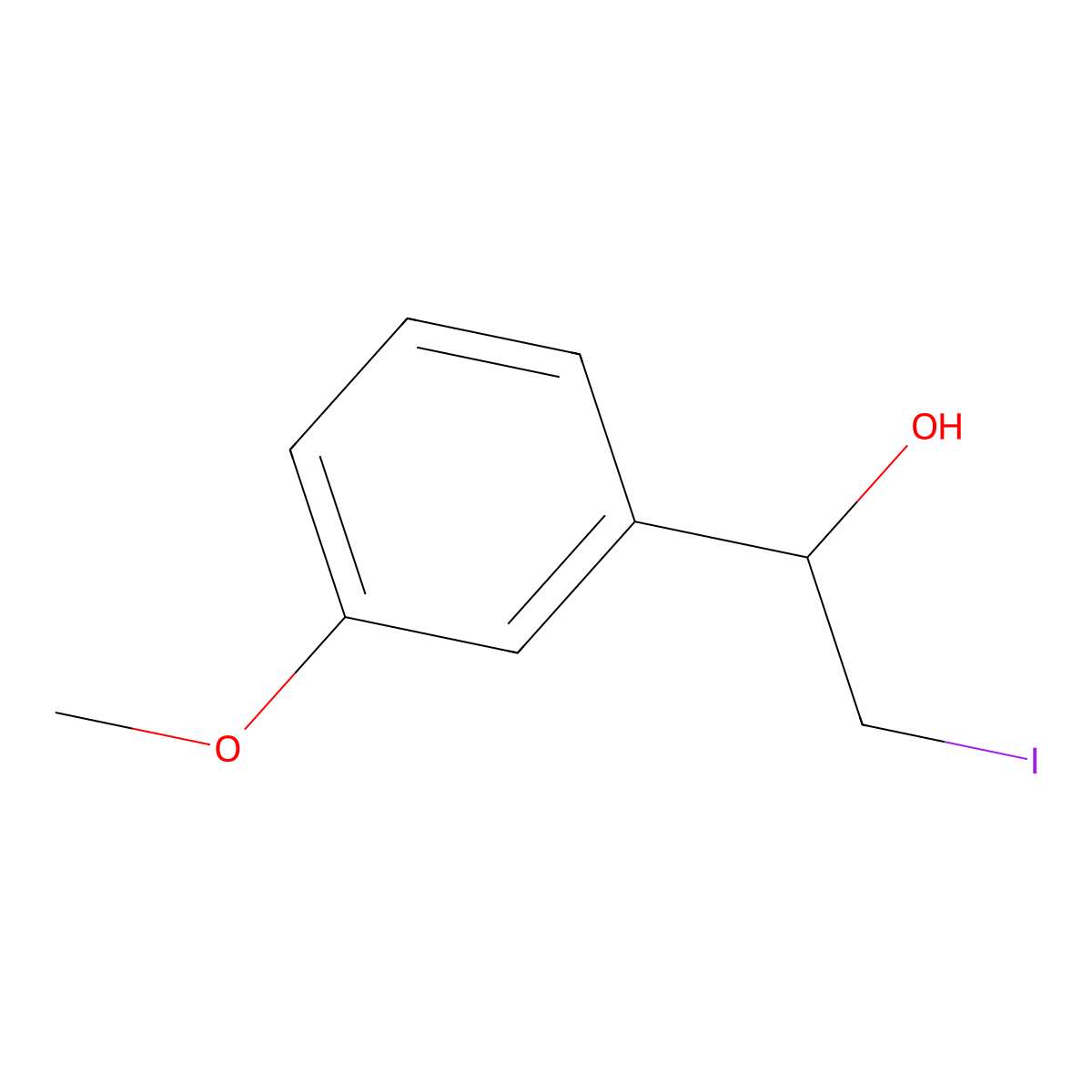 2-Iodo-1-(3-methoxyphenyl)ethan-1-ol molecular structure, CAS 1526794-33-1