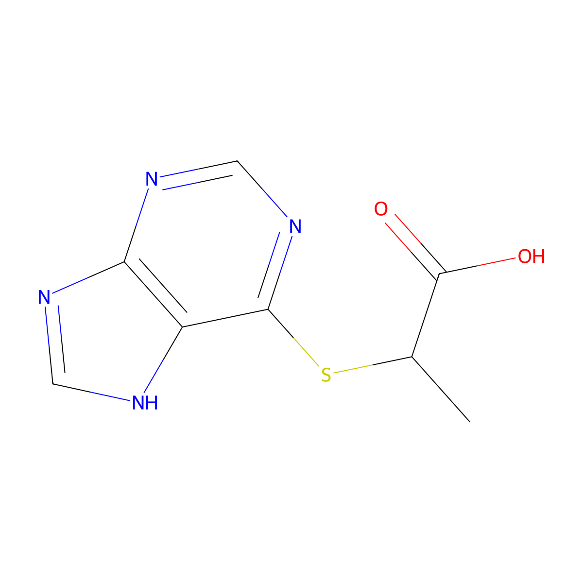 2-(7H-purin-6-ylsulfanyl)propanoic Acid molecular structure, CAS 15268-84-5