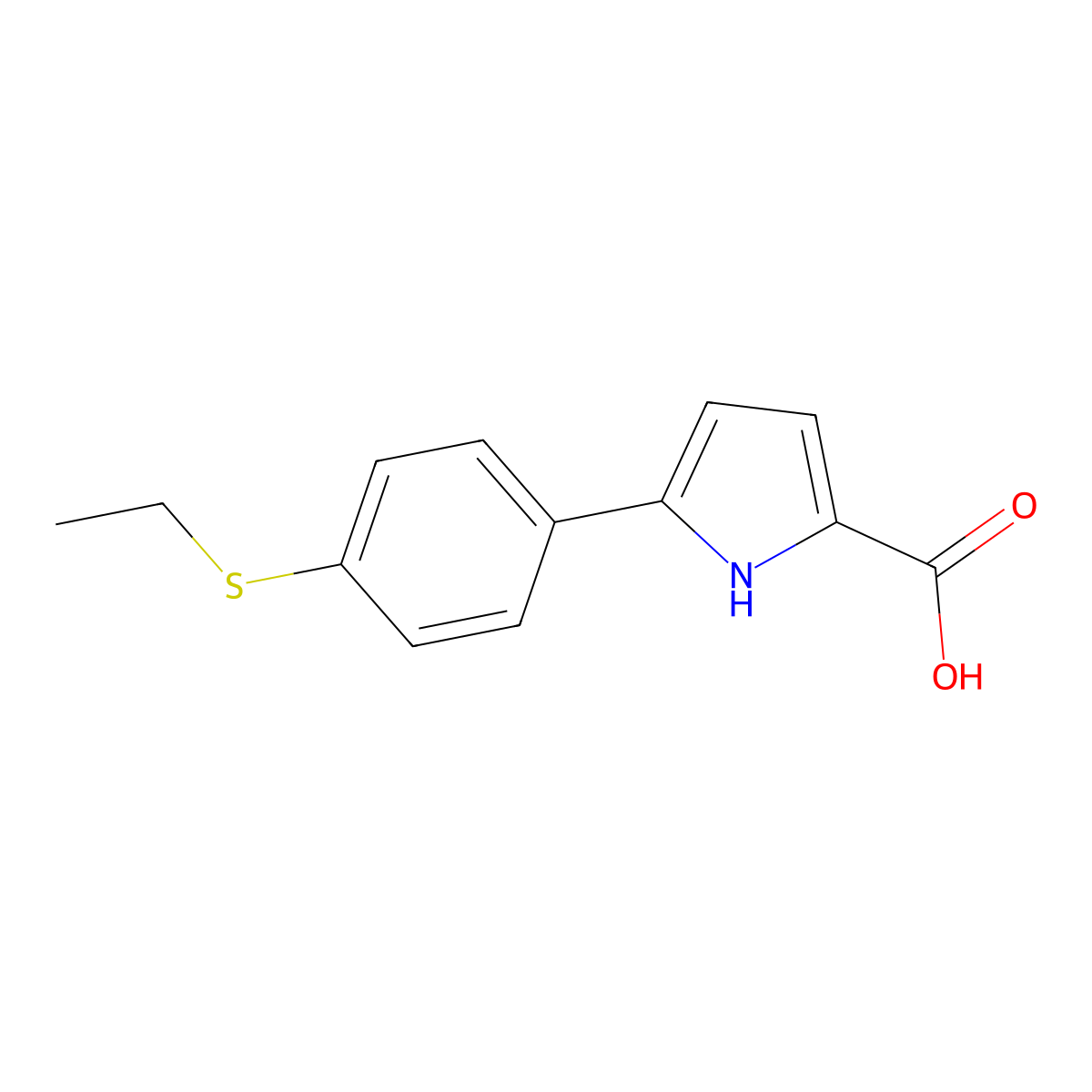 5-(4-(Ethylthio)phenyl)-1H-pyrrole-2-carboxylic acid molecular structure, CAS 1526808-39-8