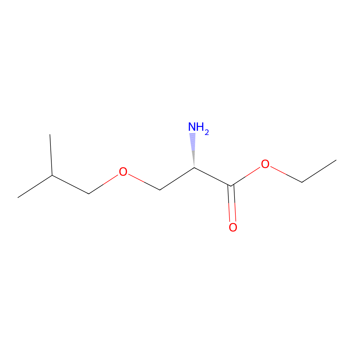 ethyl (2S)-2-amino-3-(2-methylpropoxy)propanoate molecular structure, CAS 1526809-76-6