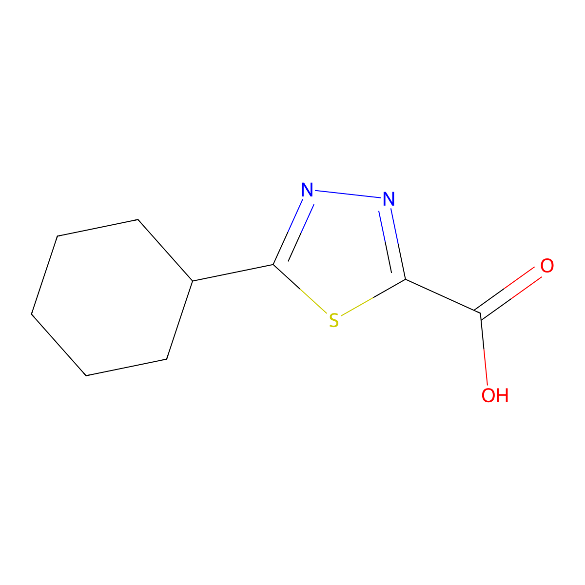 5-Cyclohexyl-1,3,4-thiadiazole-2-carboxylic acid molecular structure, CAS 1526809-93-7