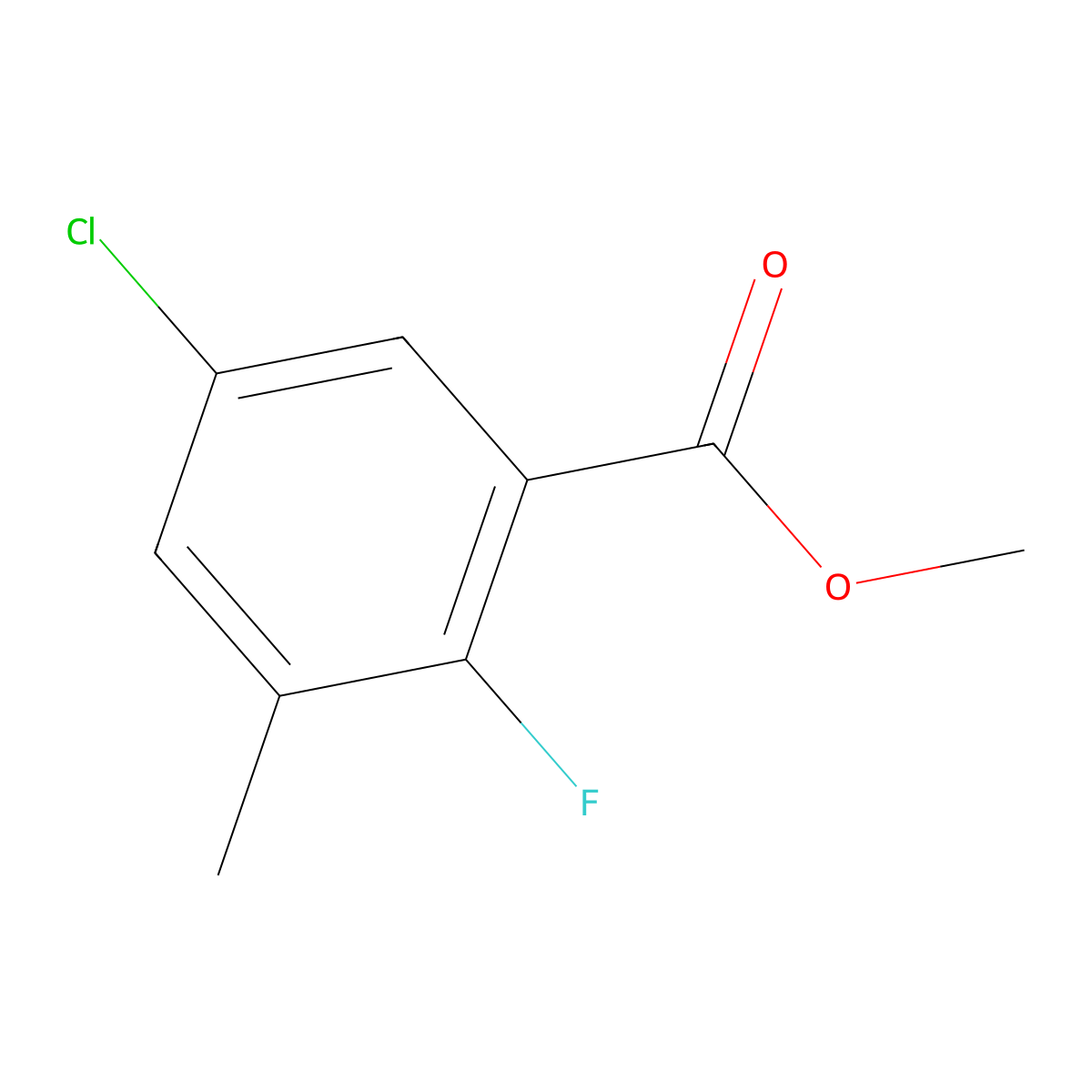 Methyl 5-chloro-2-fluoro-3-methylbenzoate molecular structure, CAS 1526817-07-1
