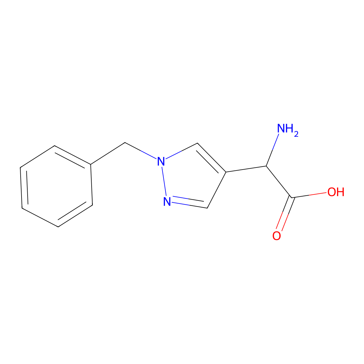 2-amino-2-(1-benzyl-1H-pyrazol-4-yl)acetic acid molecular structure, CAS 1526817-78-6