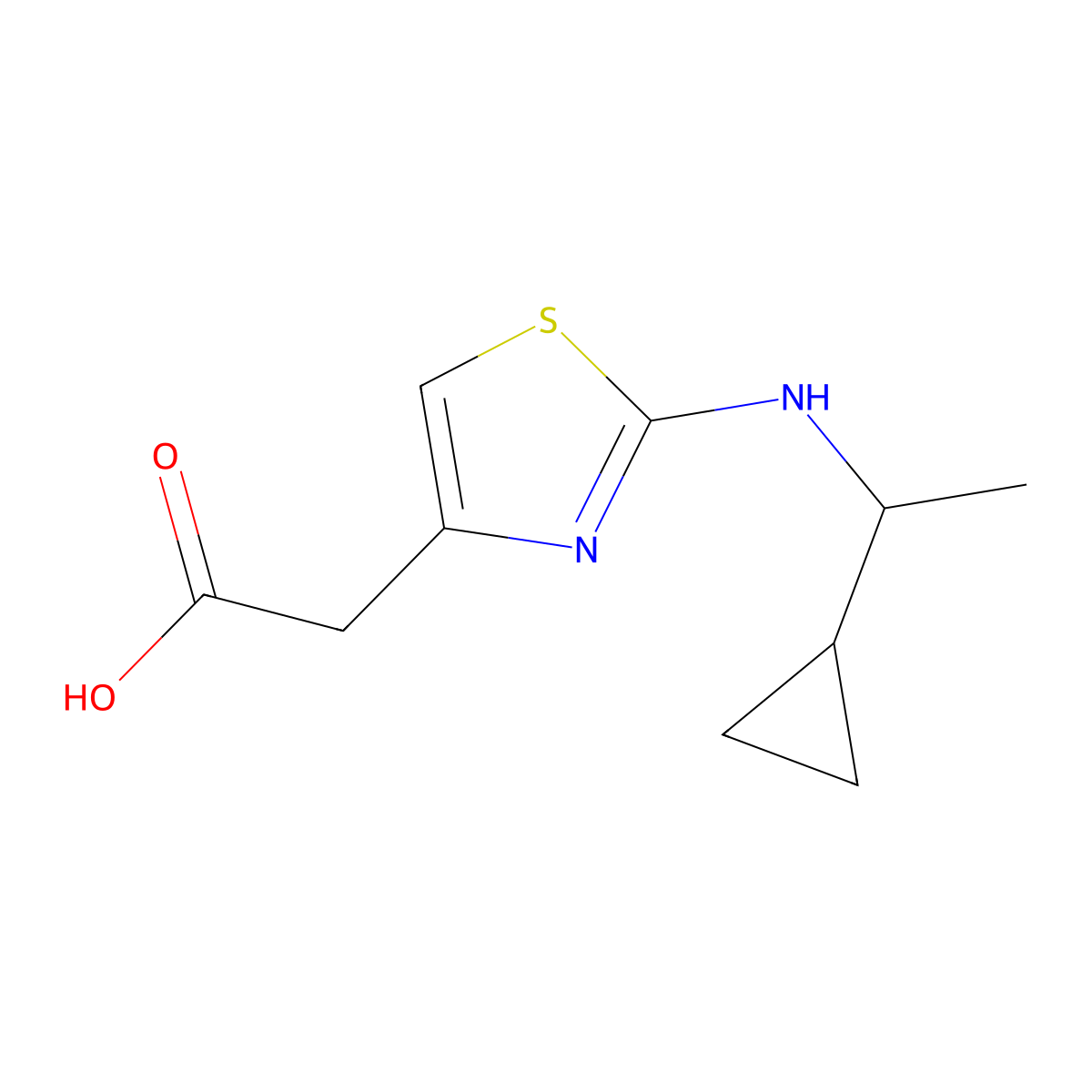 2-{2-[(1-Cyclopropylethyl)amino]-1,3-thiazol-4-yl}acetic acid molecular structure, CAS 1526819-85-1
