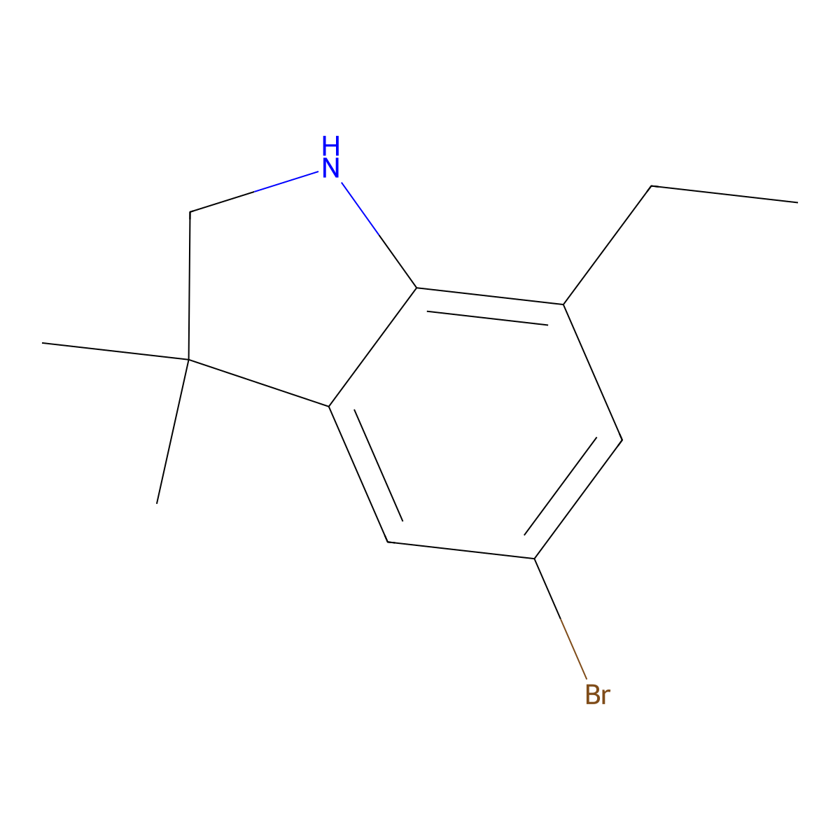 5-bromo-7-ethyl-3,3-dimethyl-2,3-dihydro-1H-indole molecular structure, CAS 1526819-95-3