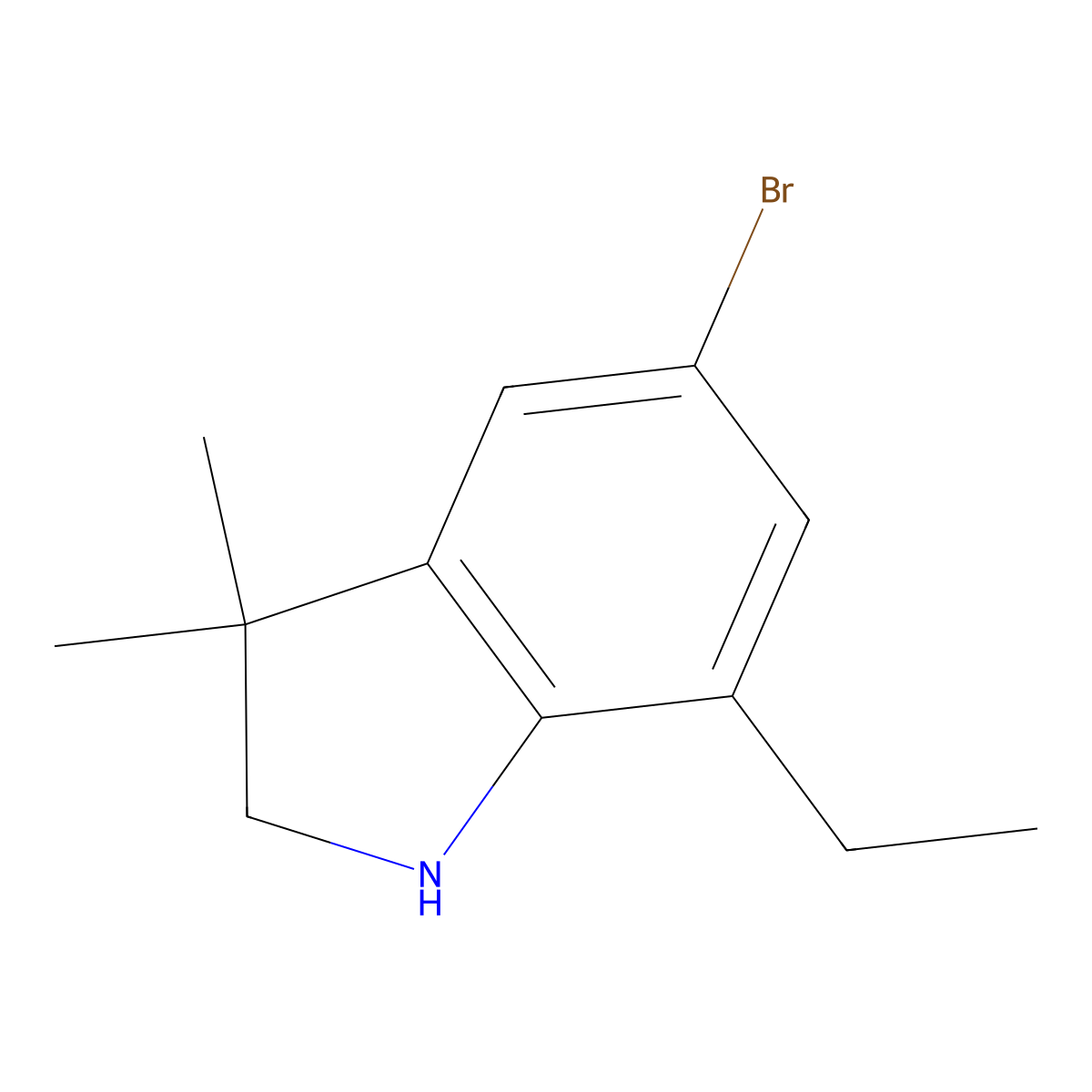 5-bromo-7-ethyl-3,3-dimethyl-2,3-dihydro-1H-indole molecular structure, CAS 1526819-95-3