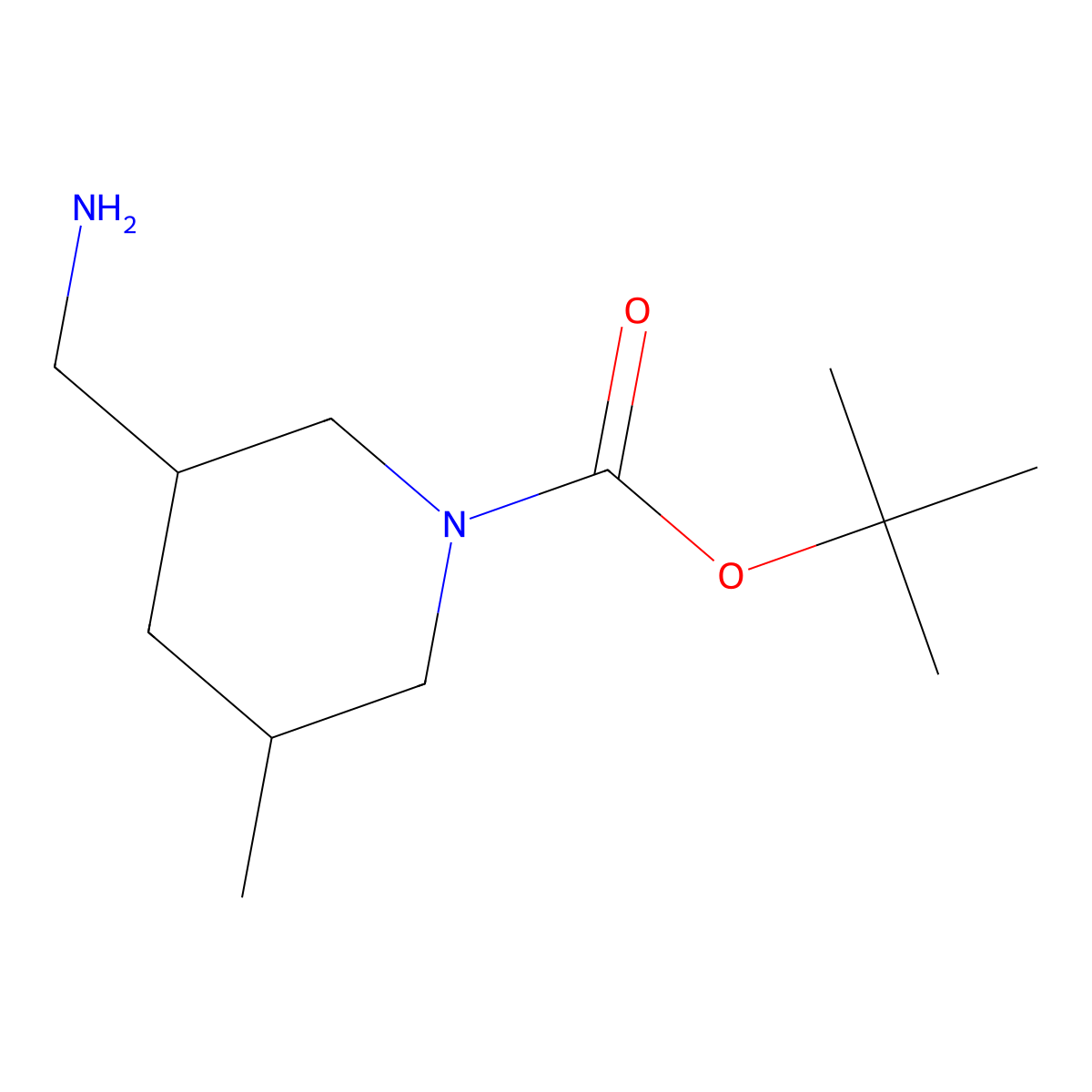 Tert-butyl 3-(aminomethyl)-5-methylpiperidine-1-carboxylate molecular structure, CAS 1526835-41-5