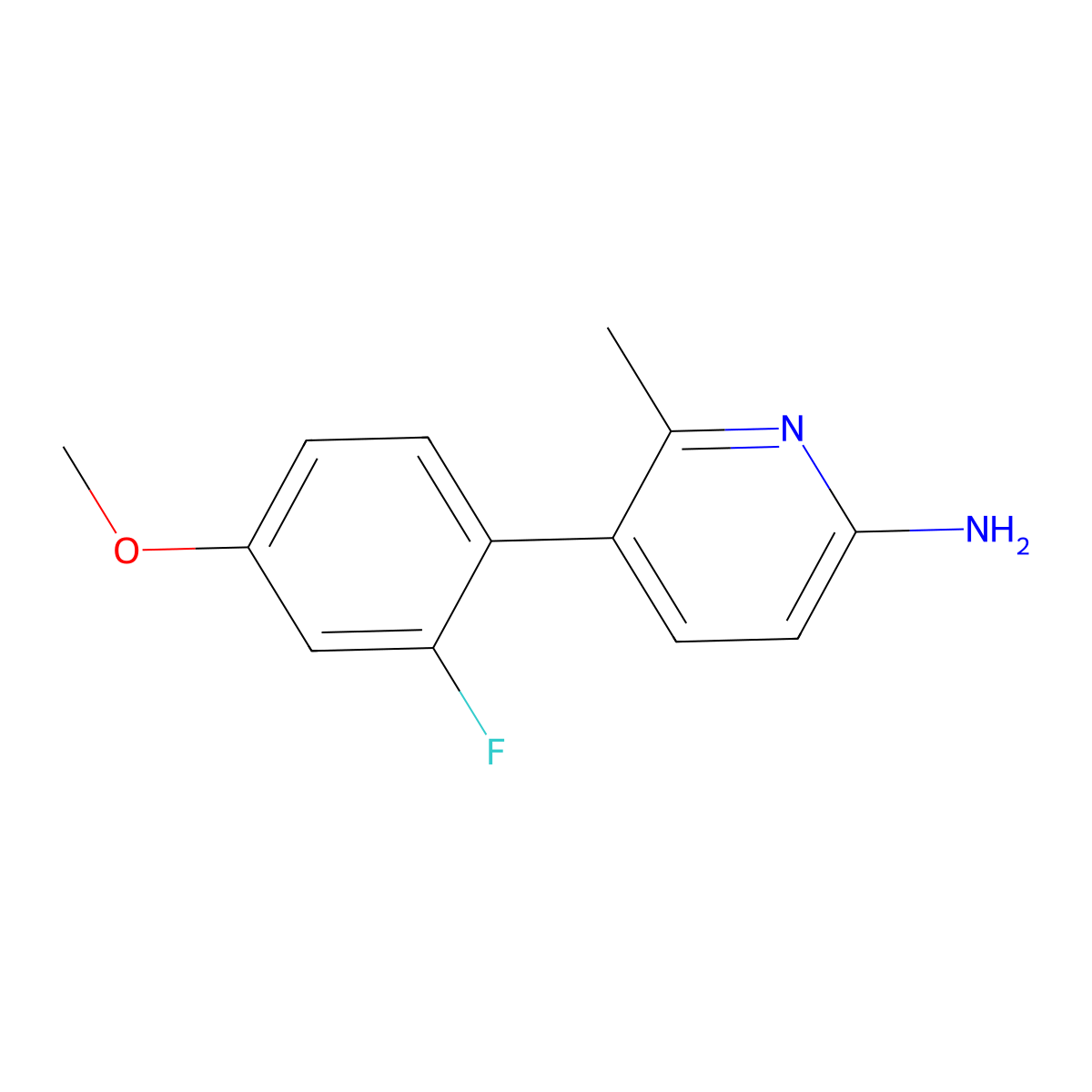 5-(2-Fluoro-4-methoxyphenyl)-6-methyl-2-pyridinamine molecular structure, CAS 1526861-77-7
