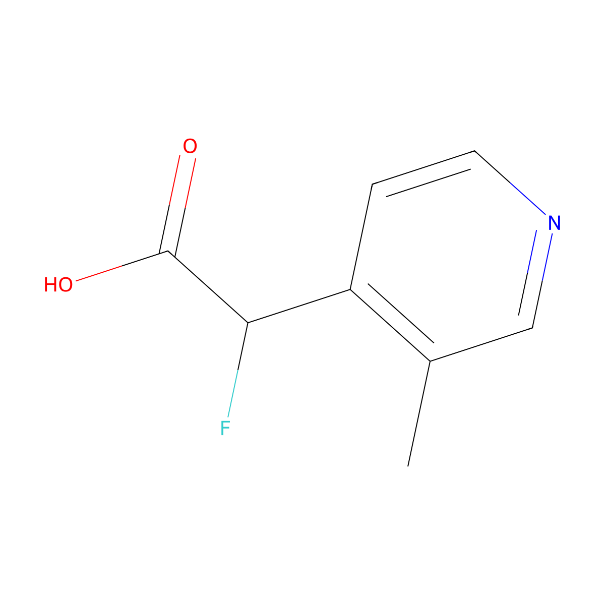 2-Fluoro-2-(3-methylpyridin-4-yl)acetic acid molecular structure, CAS 1526863-79-5