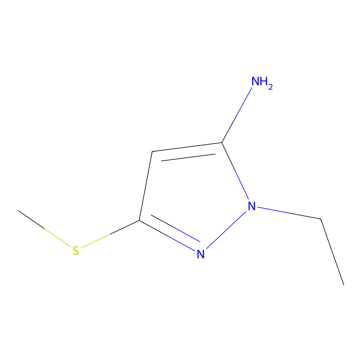 1-ethyl-3-(methylsulfanyl)-1H-pyrazol-5-amine molecular structure, CAS 1526870-09-6