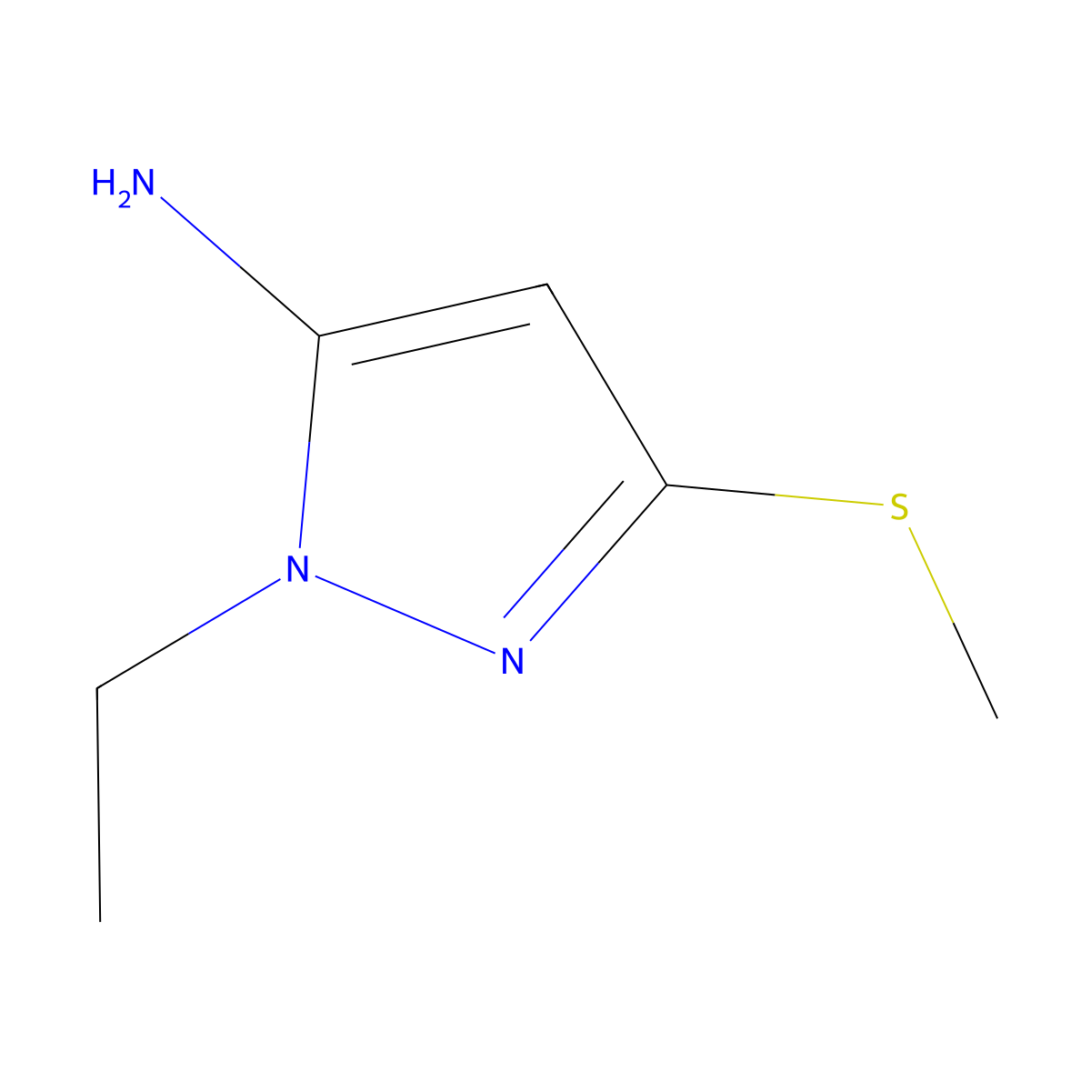 1-ethyl-3-(methylsulfanyl)-1H-pyrazol-5-amine molecular structure, CAS 1526870-09-6
