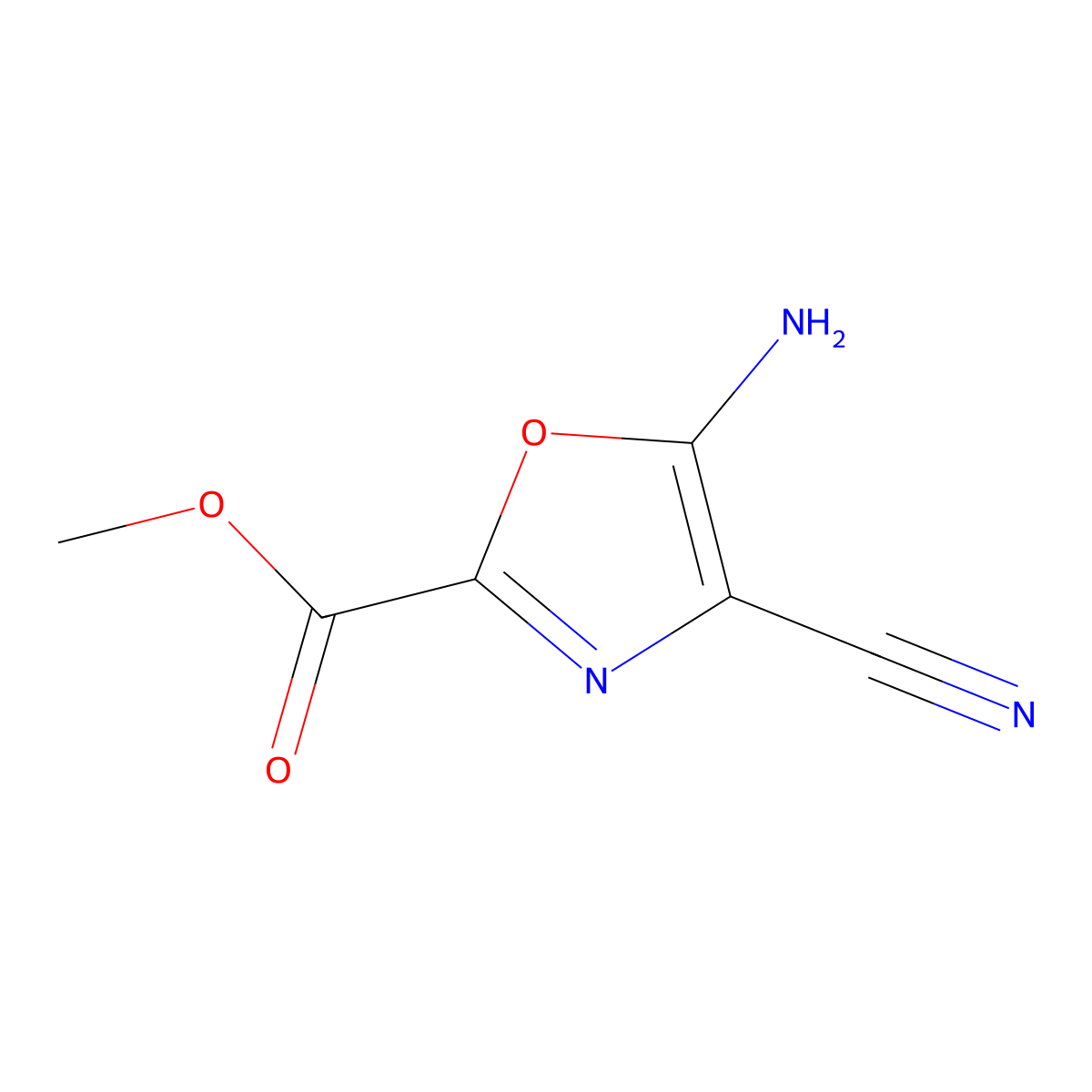 Methyl 5-amino-4-cyano-1,3-oxazole-2-carboxylate molecular structure, CAS 1526880-60-3