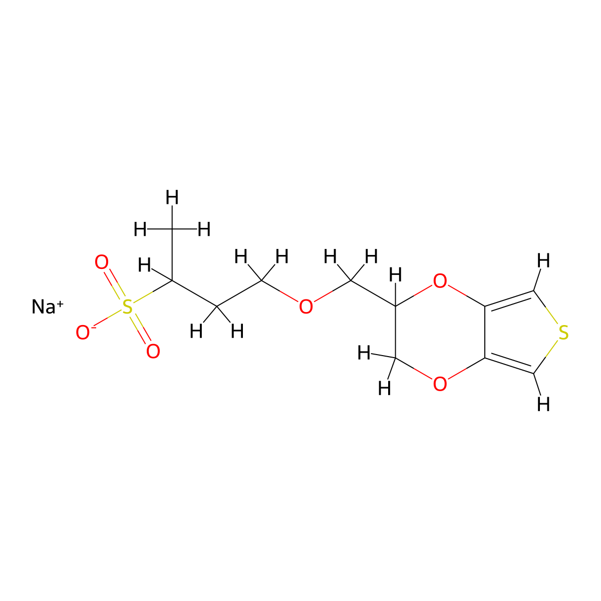 Sodium 4-((2,3-dihydrothieno[3,4-b][1,4]dioxin-2-yl)methoxy)butane-2-sulfonate molecular structure, CAS 1526907-40-3