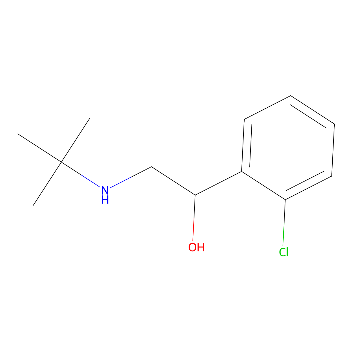 (1R)-2-(tert-butylamino)-1-(2-chlorophenyl)ethan-1-ol molecular structure, CAS 152693-33-9