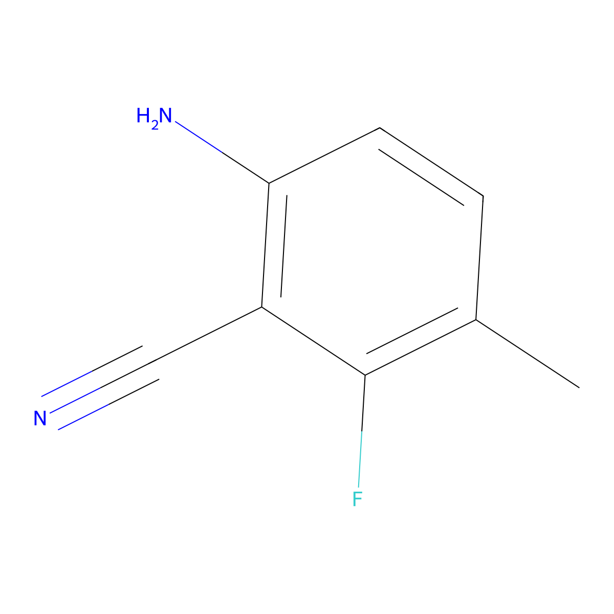 6-Amino-2-fluoro-3-methylbenzonitrile molecular structure, CAS 1526946-59-7
