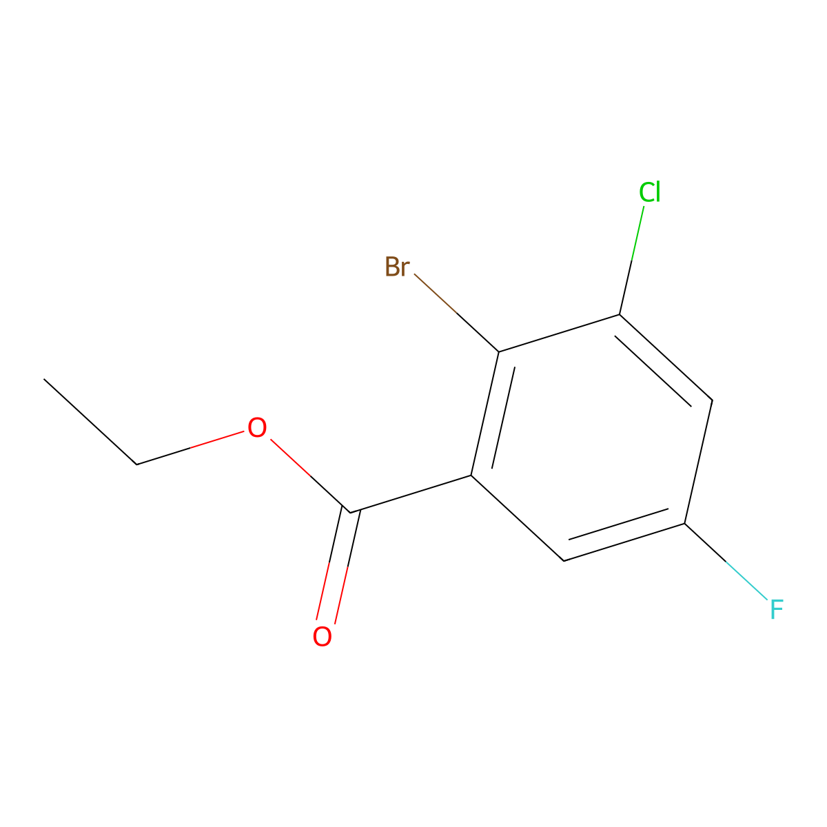 Ethyl 2-bromo-3-chloro-5-fluorobenzoate molecular structure, CAS 1526948-47-9