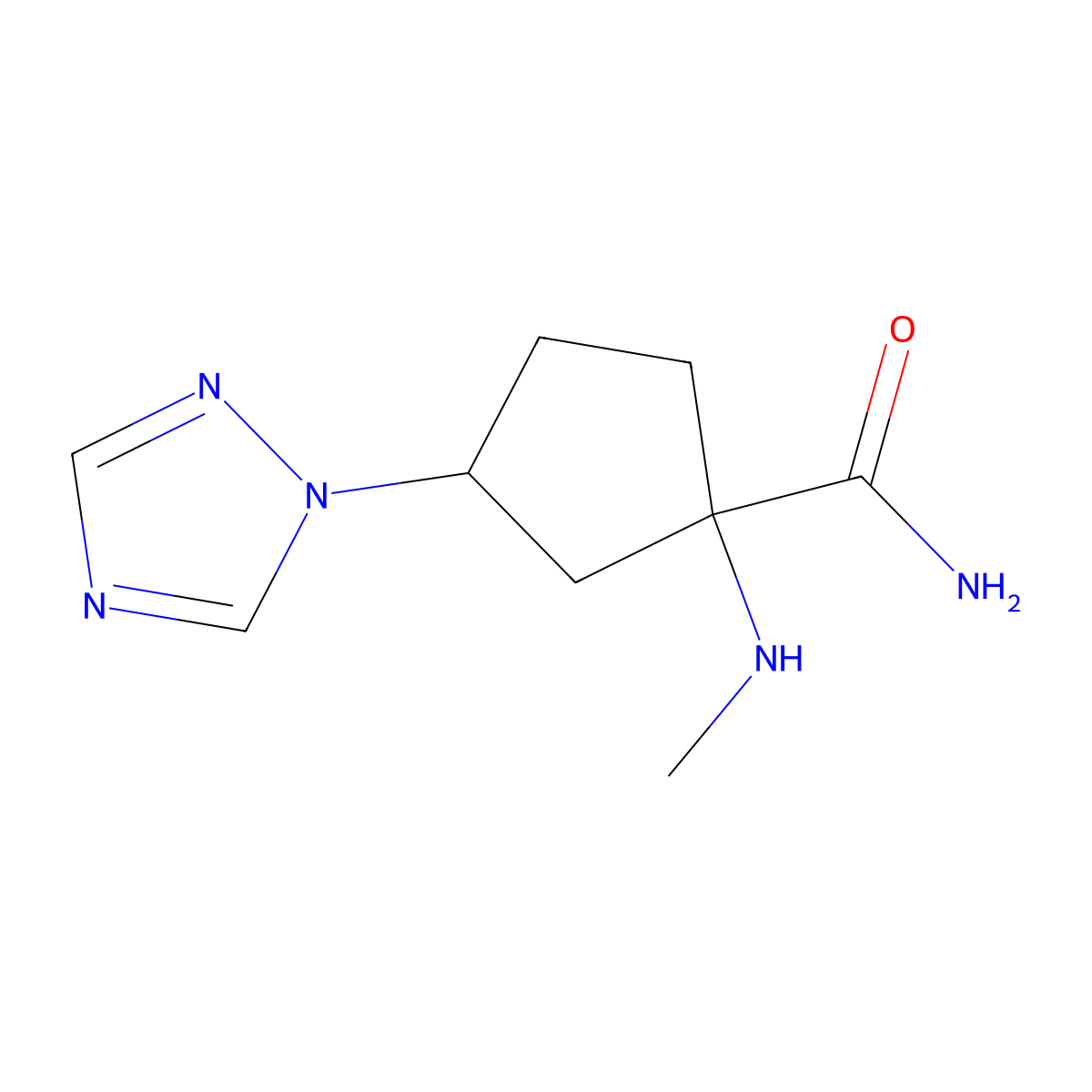 1-(Methylamino)-3-(1H-1,2,4-triazol-1-yl)cyclopentane-1-carboxamide molecular structure, CAS 1526959-70-5