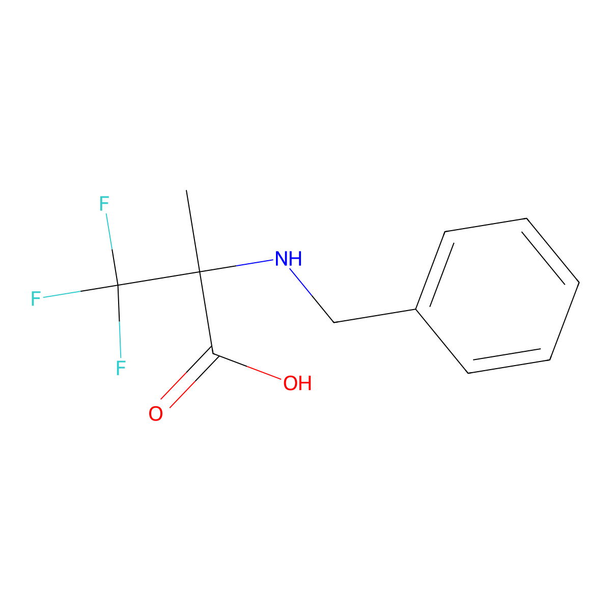 2-(Benzylamino)-3,3,3-trifluoro-2-methylpropanoic acid molecular structure, CAS 1526961-92-1