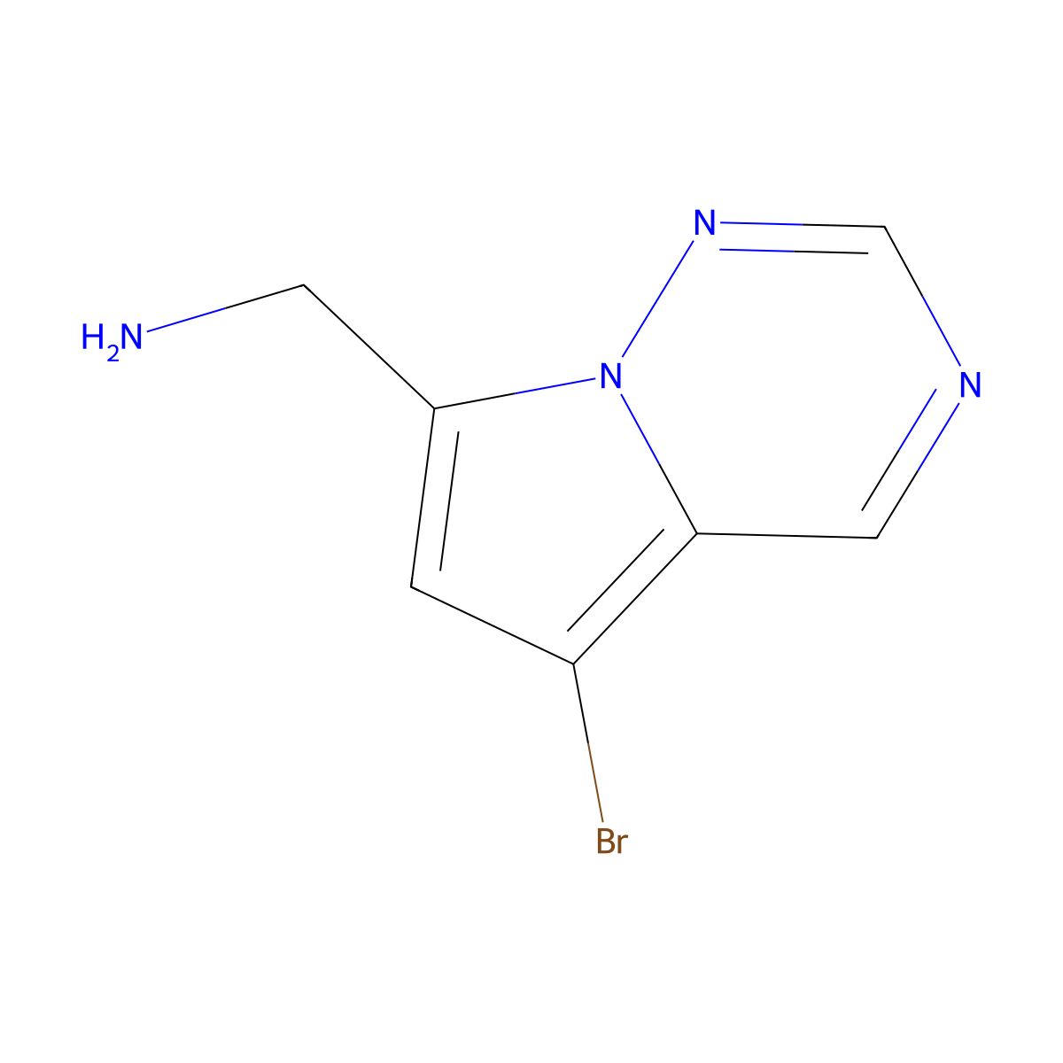 (5-Bromopyrrolo[2,1-f][1,2,4]triazin-7-yl)methanamine molecular structure, CAS 1526987-15-4