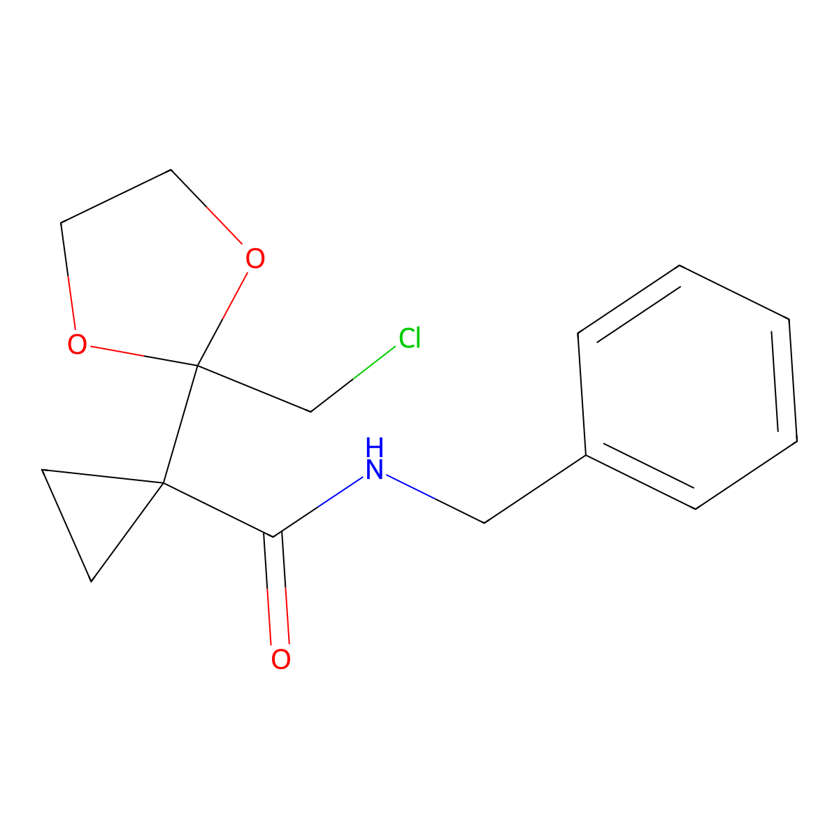 N-Benzyl-1-(2-(chloromethyl)-1,3-dioxolan-2-yl)cyclopropane-1-carboxamide molecular structure, CAS 152719-40-9