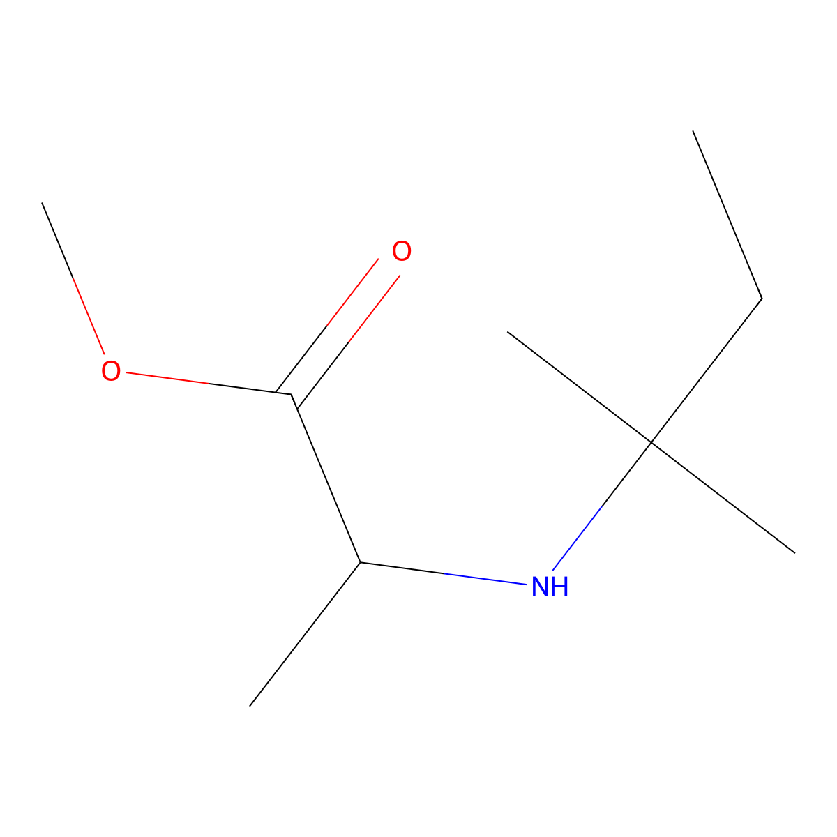 Methyl 2-[(2-methylbutan-2-yl)amino]propanoate molecular structure, CAS 1527469-72-2