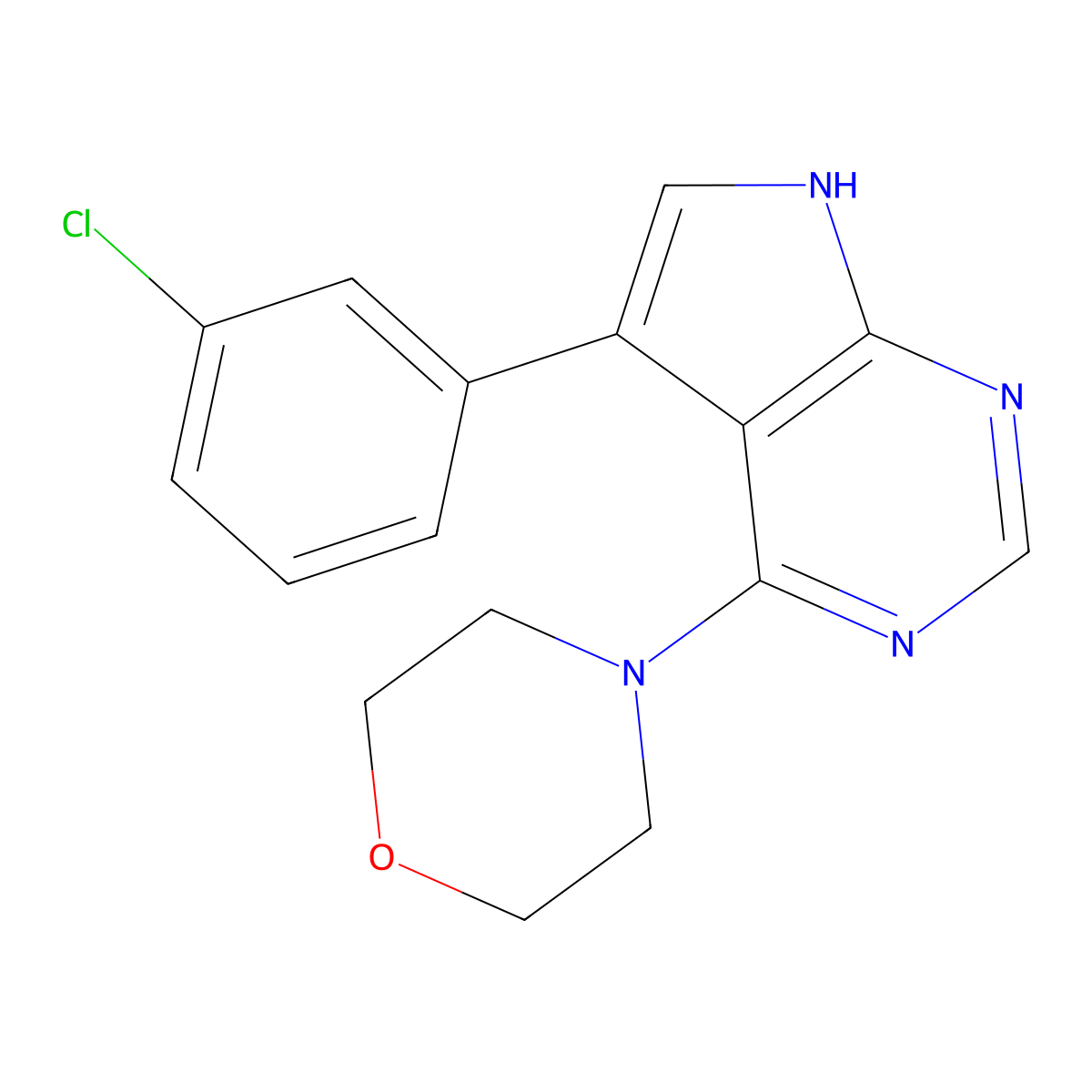 4-[5-(3-chlorophenyl)-7H-pyrrolo[2,3-d]pyrimidin-4-yl]morpholine molecular structure, CAS 1527474-20-9