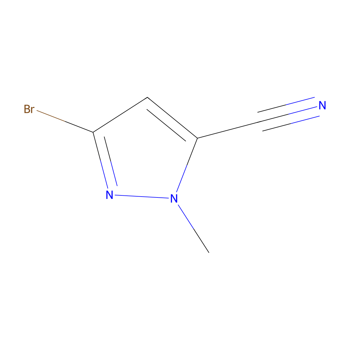 3-bromo-1-methyl-1H-pyrazole-5-carbonitrile molecular structure, CAS 1527476-45-4