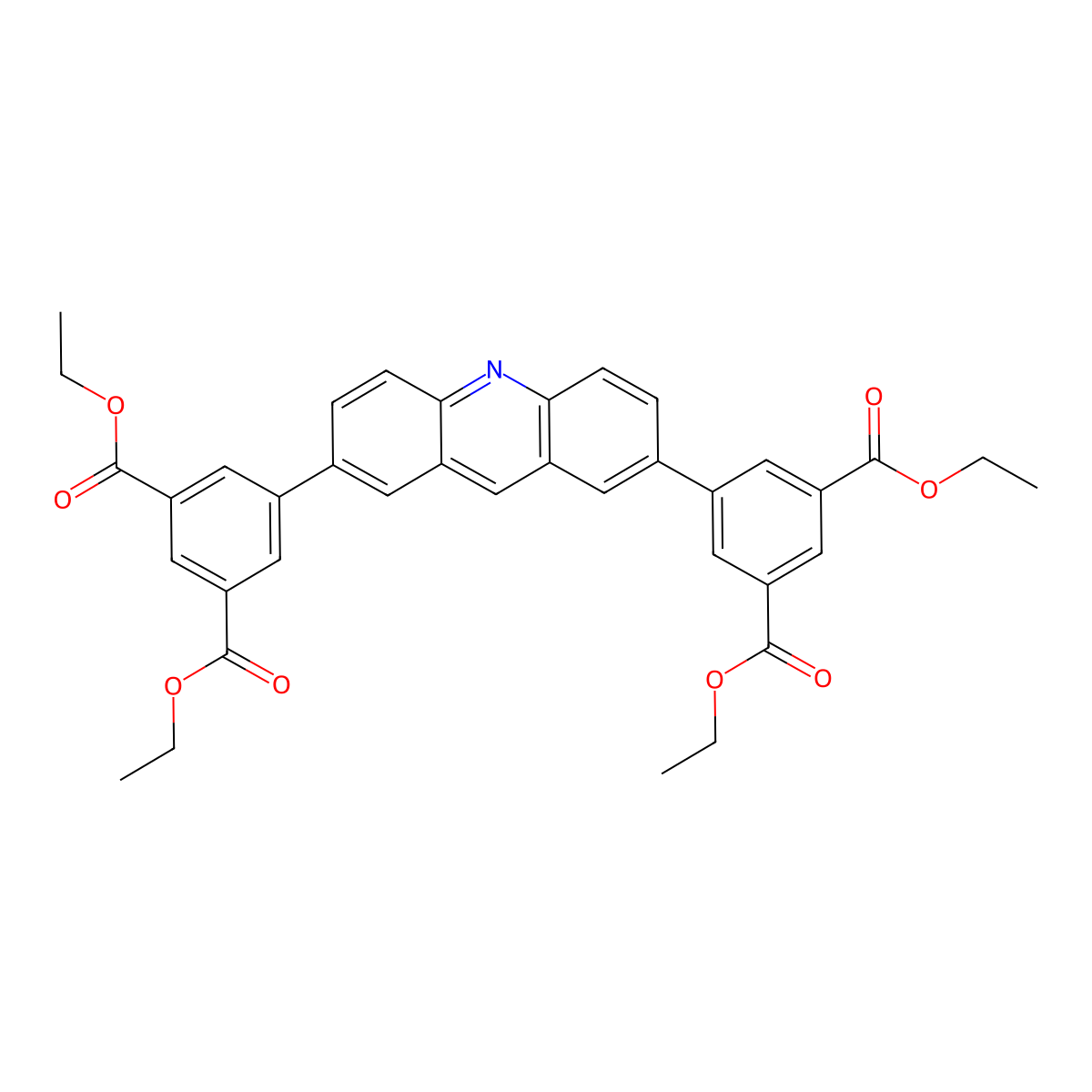 1,3-Diethyl 5-{7-[3,5-bis(ethoxycarbonyl)phenyl]acridin-2-yl}benzene-1,3-dicarboxylate molecular structure, CAS 1527507-78-3