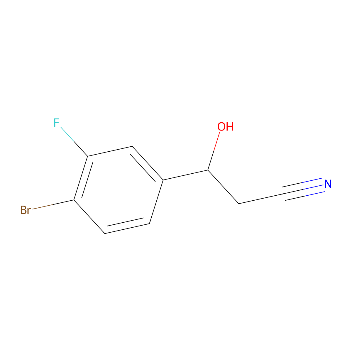 3-(4-Bromo-3-fluorophenyl)-3-hydroxypropanenitrile molecular structure, CAS 1527583-07-8