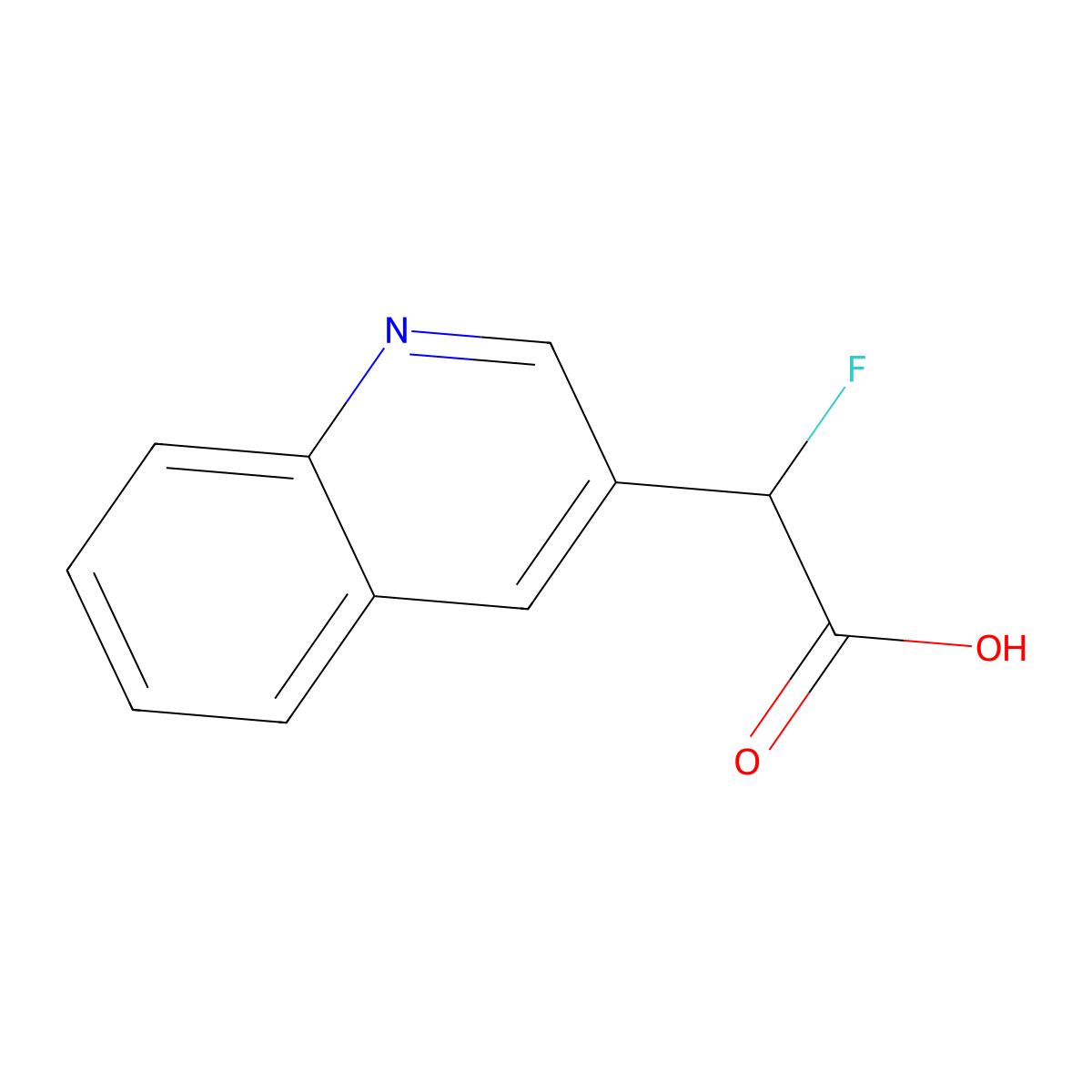 2-Fluoro-2-(quinolin-3-yl)acetic acid molecular structure, CAS 1527595-00-1