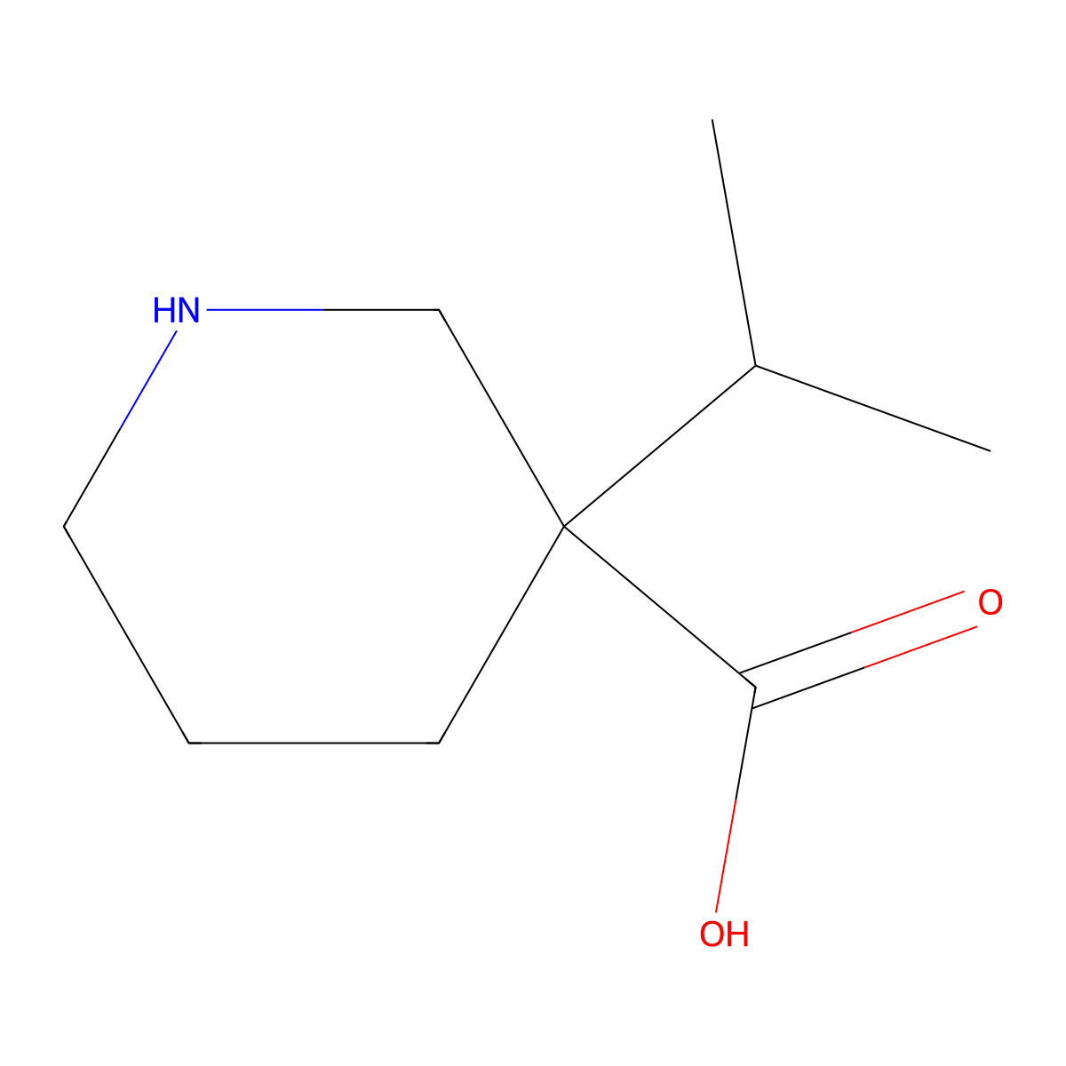 3-(Propan-2-yl)piperidine-3-carboxylic acid molecular structure, CAS 1527596-19-5